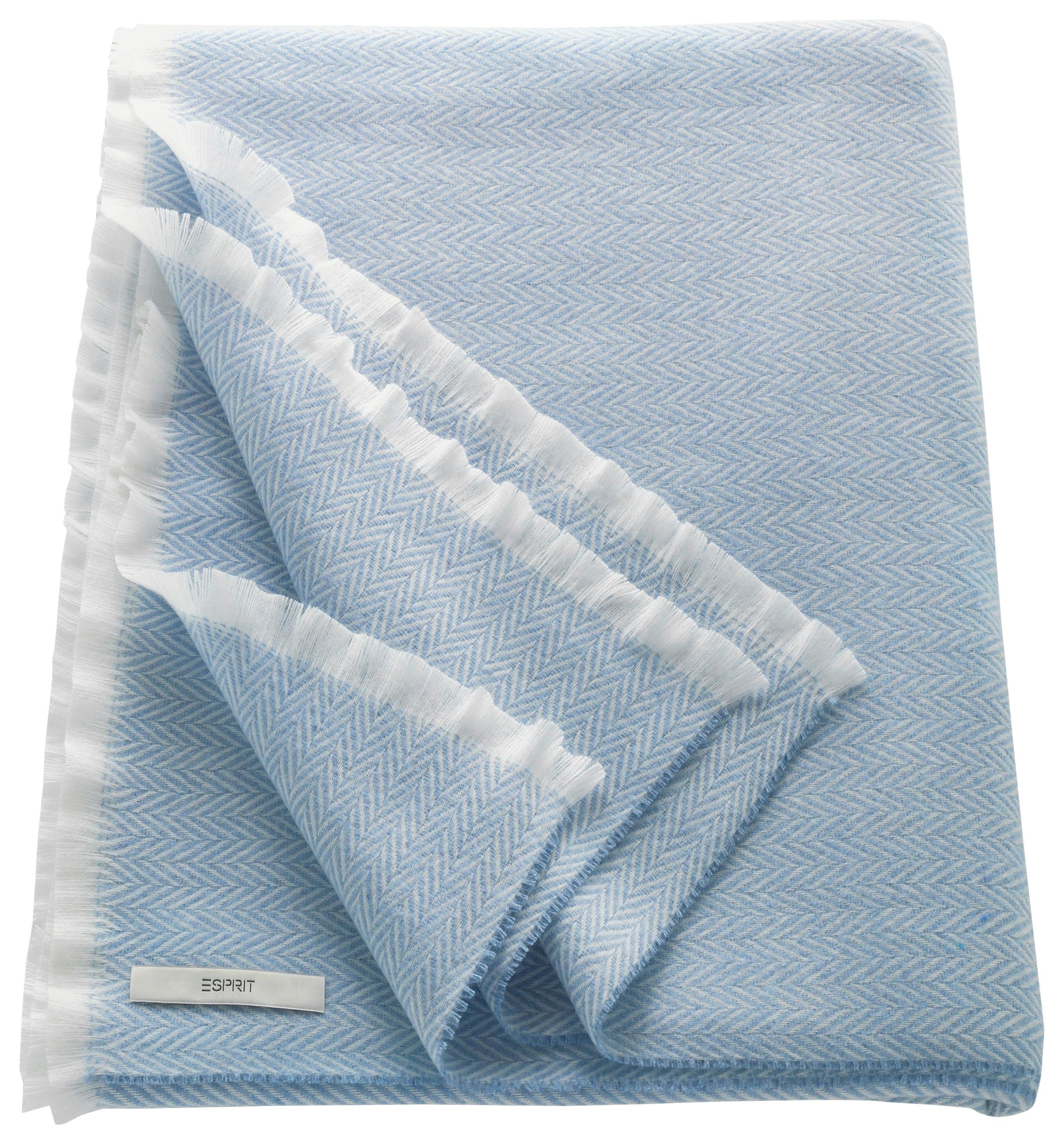 PLED E-HERRINGBONE 70699-080-150-18 - kremowy/jasnoniebieski, Konventionell, tkanina (150/180cm) - Esprit