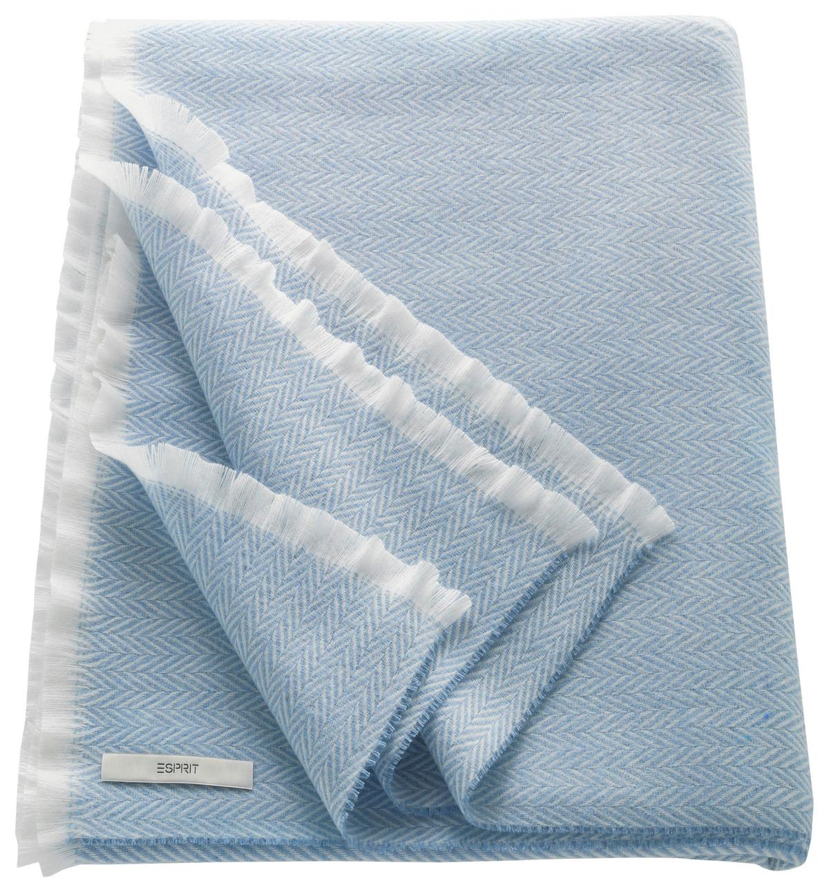 PLED E-HERRINGBONE 70699-080-150-18 - kremowy/jasnoniebieski, Konventionell, tkanina (150/180cm) - Esprit