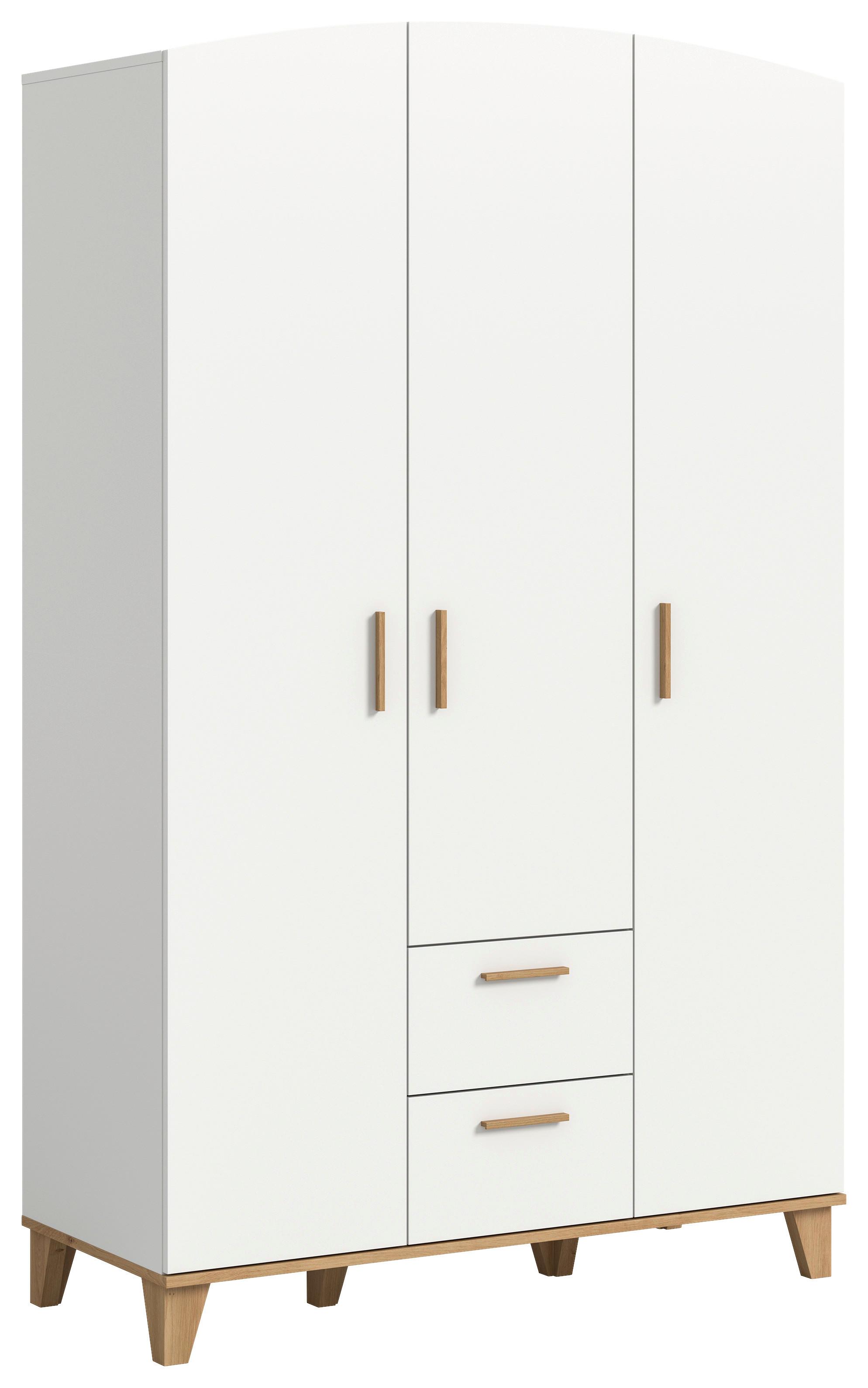 Drehtürenschrank STELLA Weiß, Eiche Artisan - Weiß/Eiche Artisan, ROMANTIK / LANDHAUS, Holzwerkstoff/Kunststoff (122cm) - Livetastic