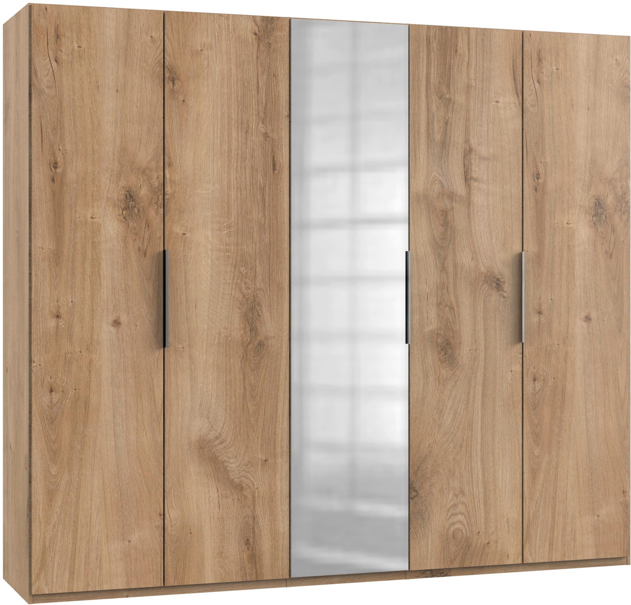Drehtürenschrank Level 36A mit Spiegel ca. 250 cm Eiche Dekor - Chromfarben/Eichefarben, MODERN, Holzwerkstoff (250/216/58cm) - MID.YOU