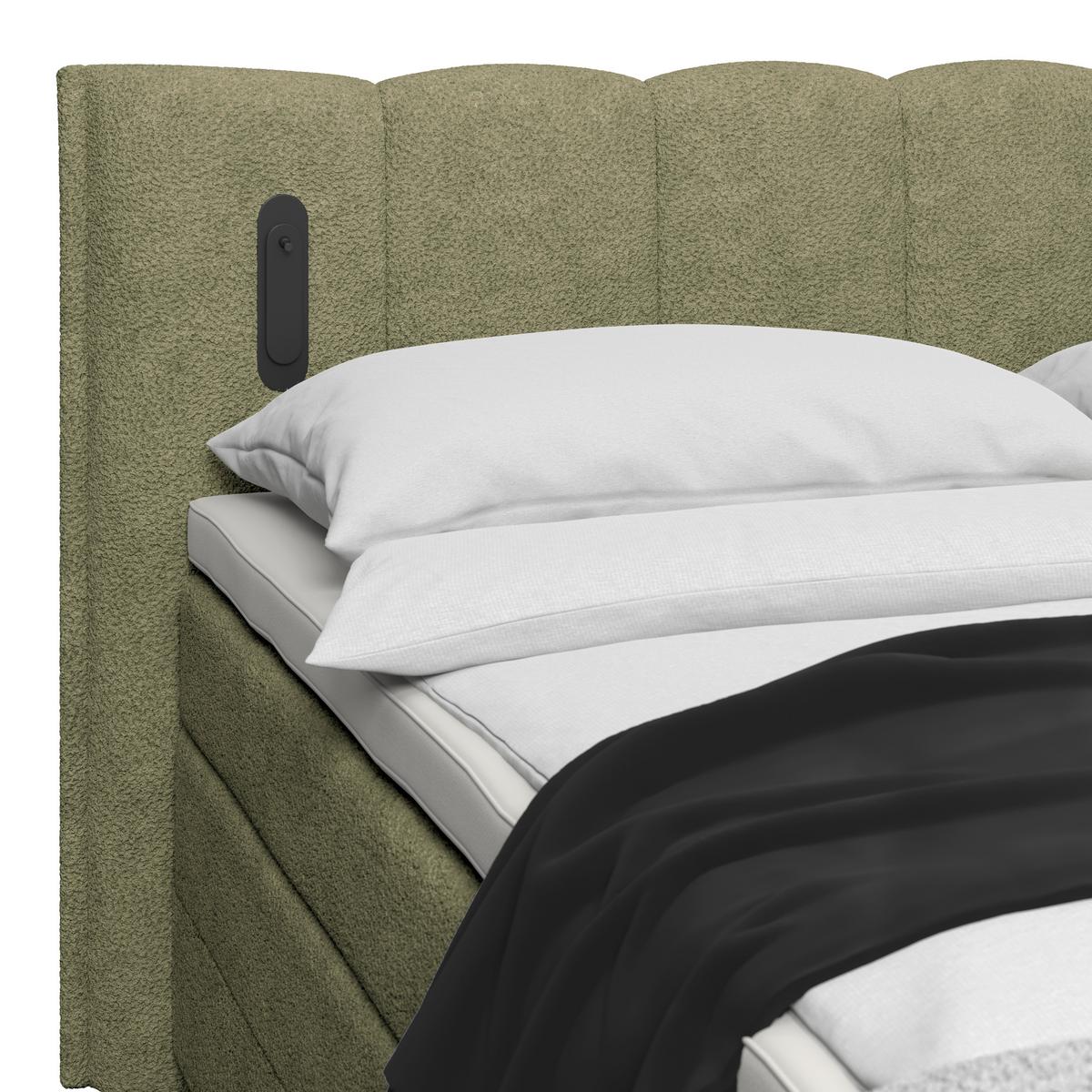 Boxspring Krevet Elysia - zelena/crna, Trend, drvni materijal/drvo (200/220cm) - Premium Living