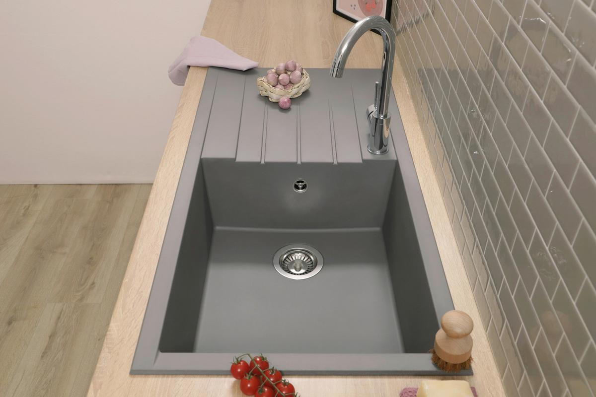 Spüle Respekta Houston 100x21x50cm Grau - Grau, Trend, Glas/Kunststoff (100/21/50cm) - Respekta