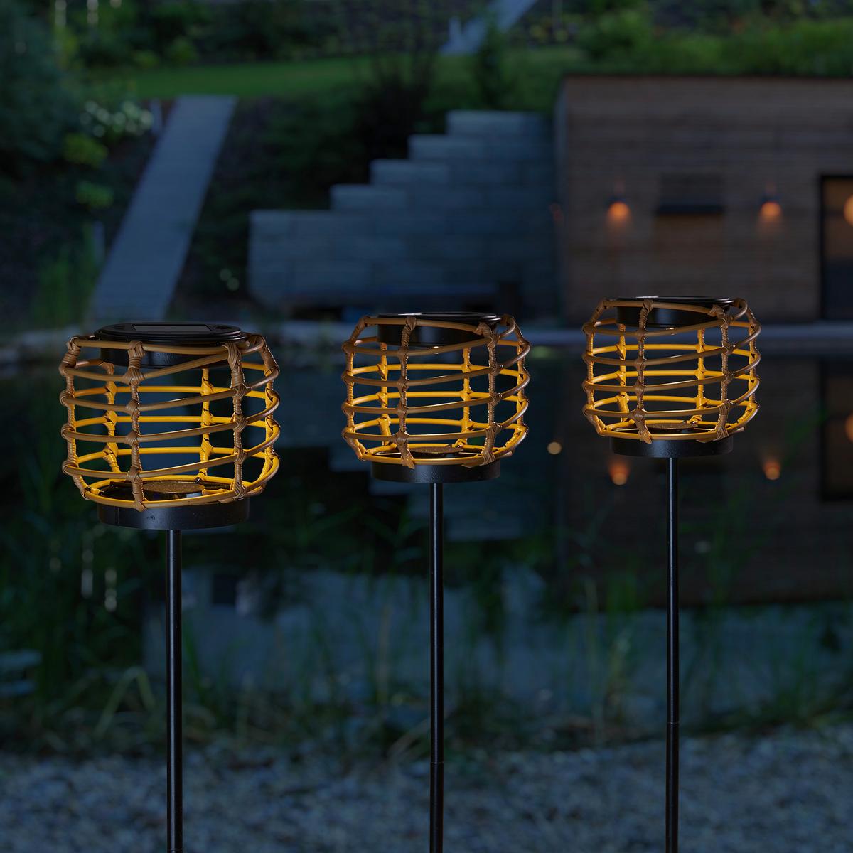 Solarleuchte Asra in Naturfarben/Schwarz - Schwarz/Naturfarben, MODERN, Kunststoff/Metall (13,5/56cm) - Modern Living