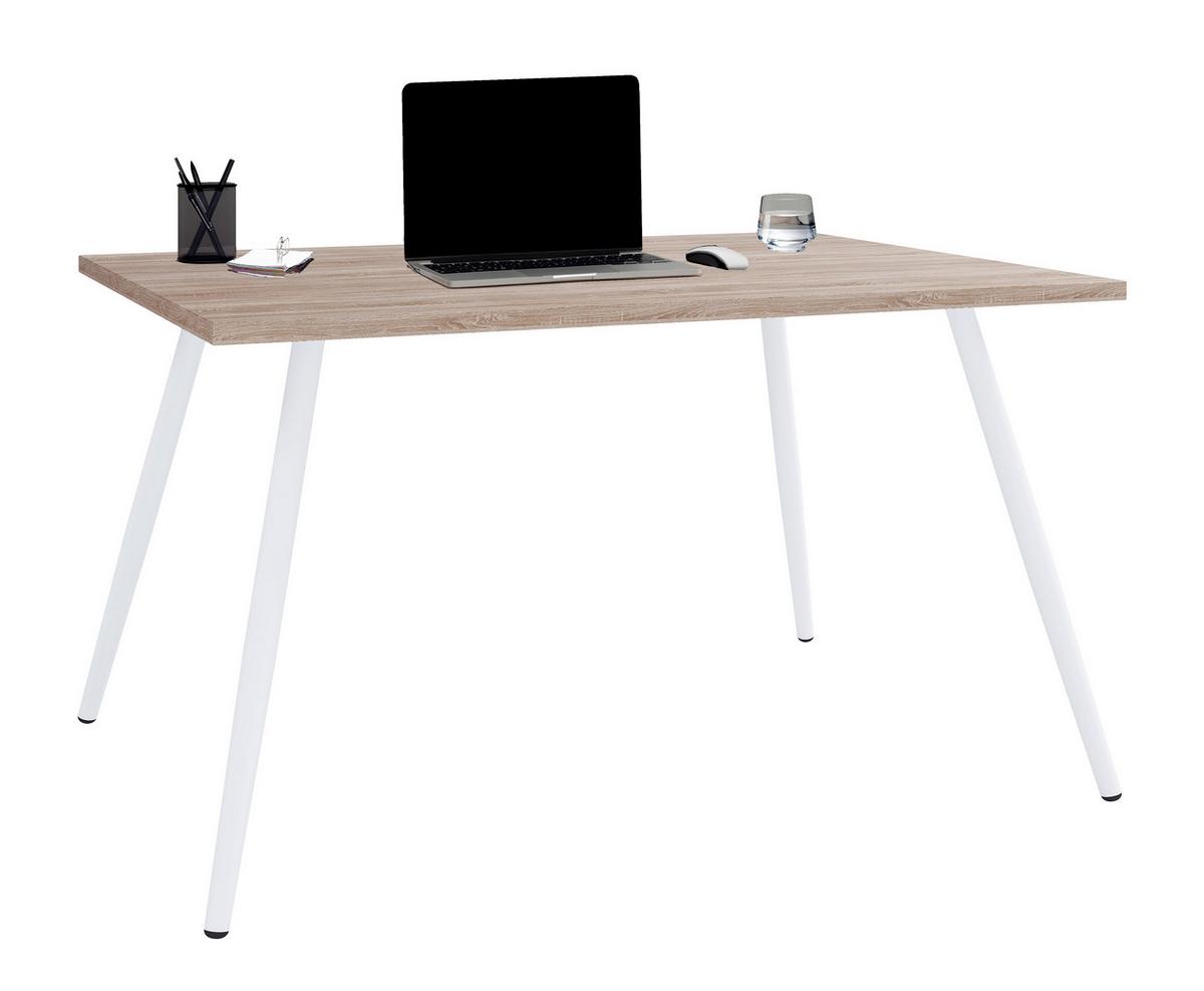 Pisalna Miza Salia, Bela, Barva Hrasta, 80x50cm - bela/hrast sonoma, Moderno, kovina/leseni material (80/50/70cm) - MID.YOU