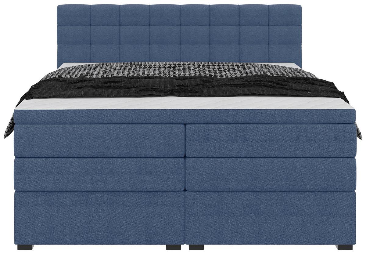 Boxspringbett Fano Blau ca. 200x200cm - Blau/Schwarz, Konventionell, Kunststoff/Textil (200/200cm) - Mömax