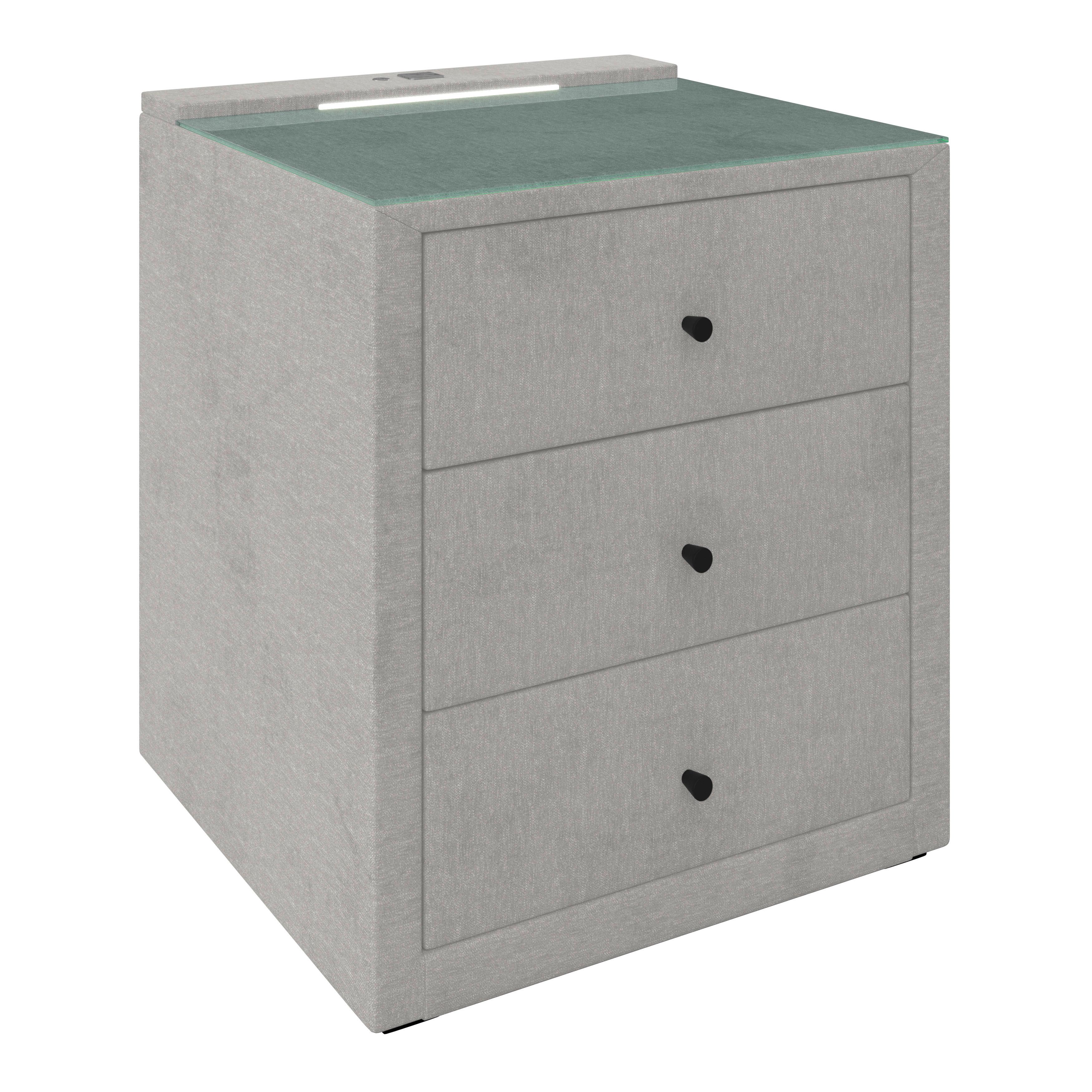 NOPTIERĂ MAYA - gri deschis, Modern, plastic/sticlă (48/56/45,5cm)