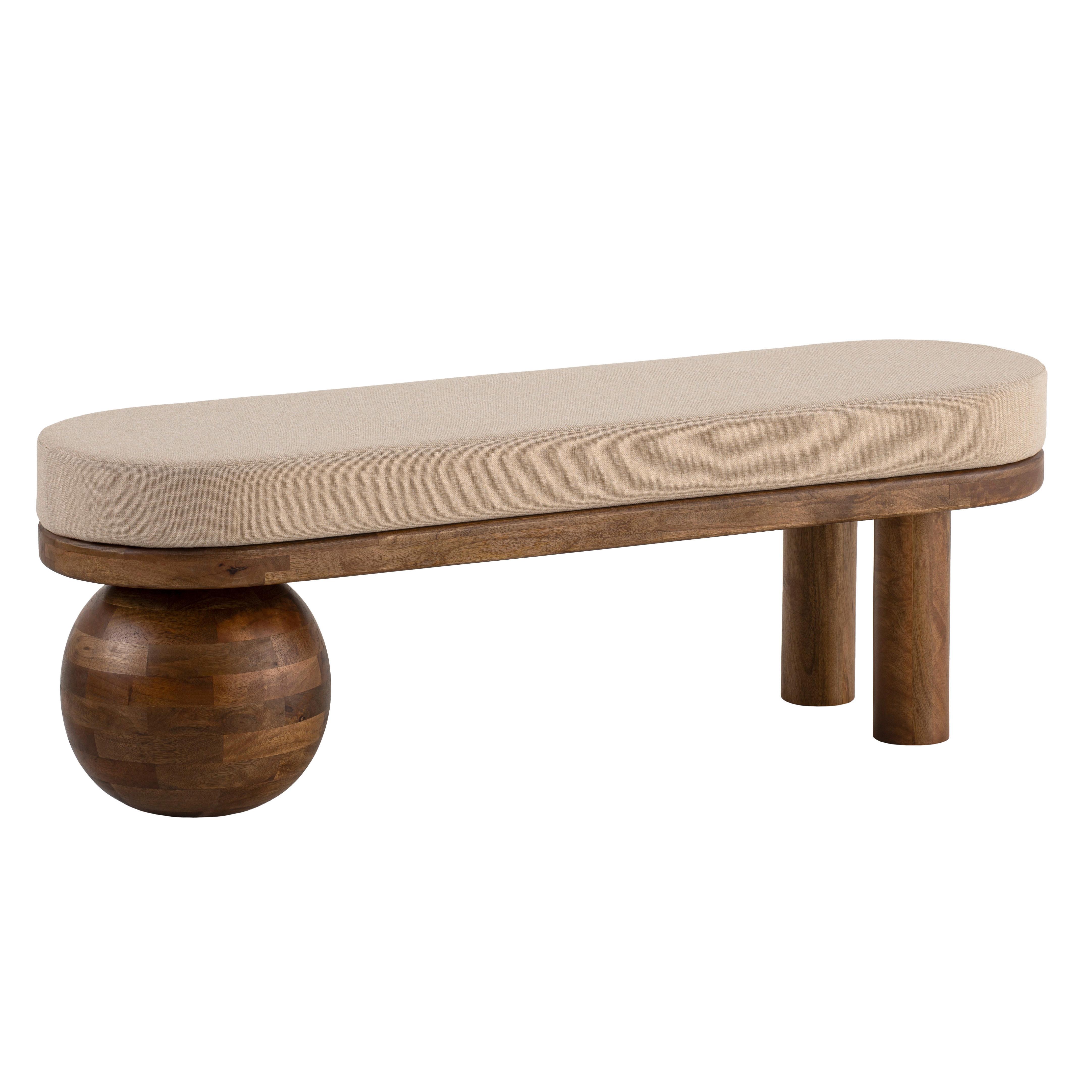 Klop Stoff, Bež - bež/rjava, Design, tekstil/les (140/47/40cm) - Livetastic