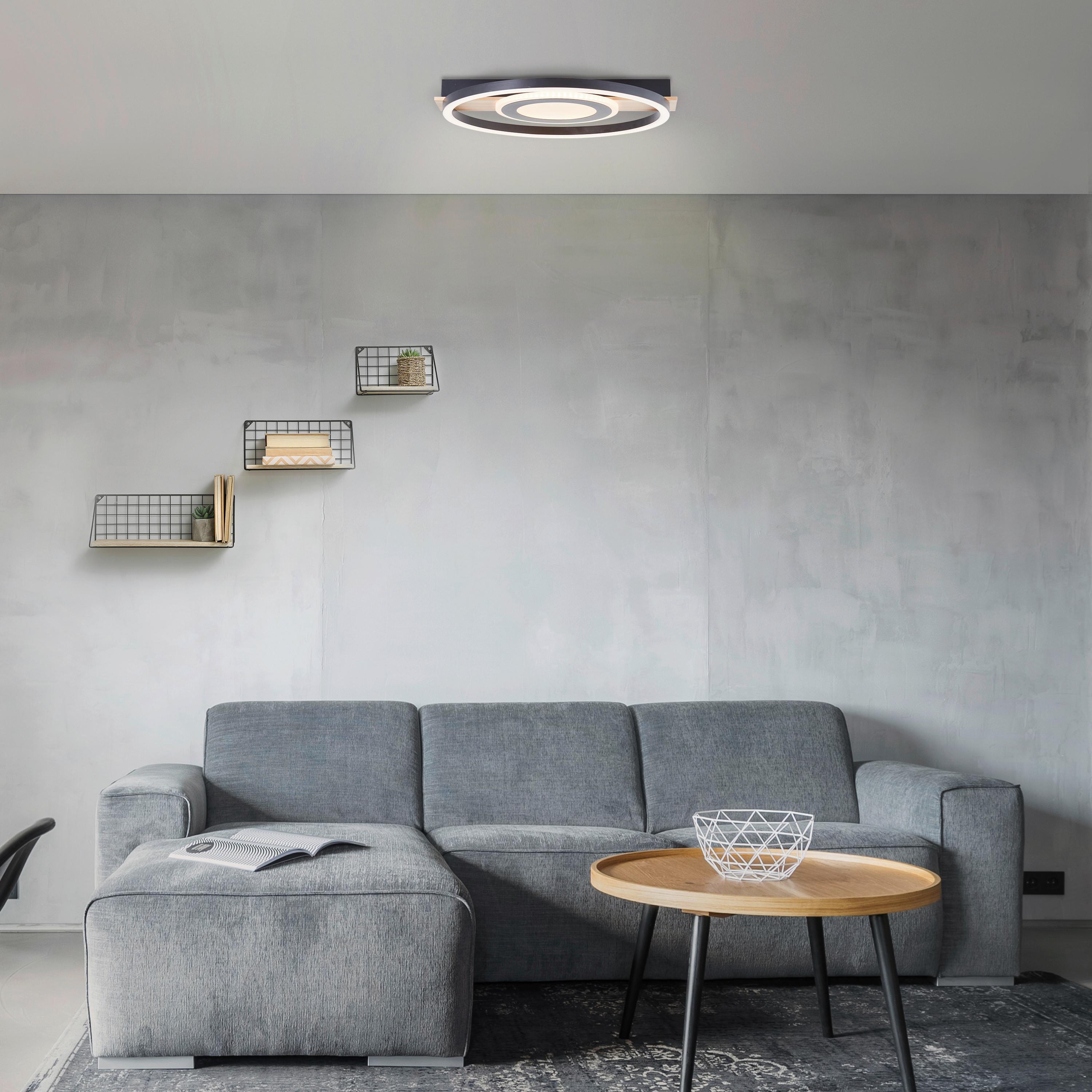 LED-Deckenleuchte Maureen Schwarz/Hellbraun max. 22 Watt - Hellbraun/Schwarz, Design, Holz/Kunststoff (5/39/37cm) - Brilliant