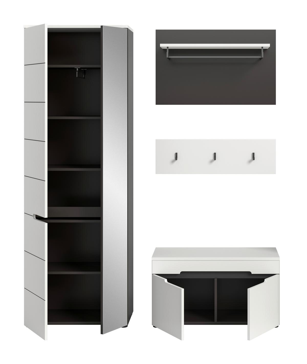 Predsoba Canu, Bela, Siva, 3-Delna - siva/bela, Design, leseni material (160/190/37cm) - Livetastic