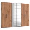 Drehtürenschrank Level 36A mit Spiegel ca. 300 cm Eiche/Weiß - Chromfarben/Eichefarben, MODERN, Holzwerkstoff (300/236/58cm) - MID.YOU
