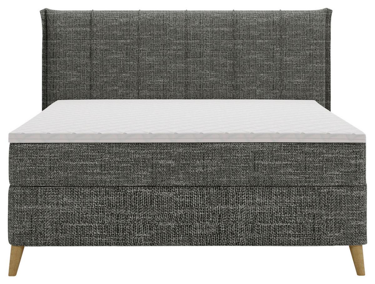 Boxbett Veloria Anthrazit ca. 140x200cm - Anthrazit/Beige, KONVENTIONELL, Textil/Metall (140/200cm) - Based