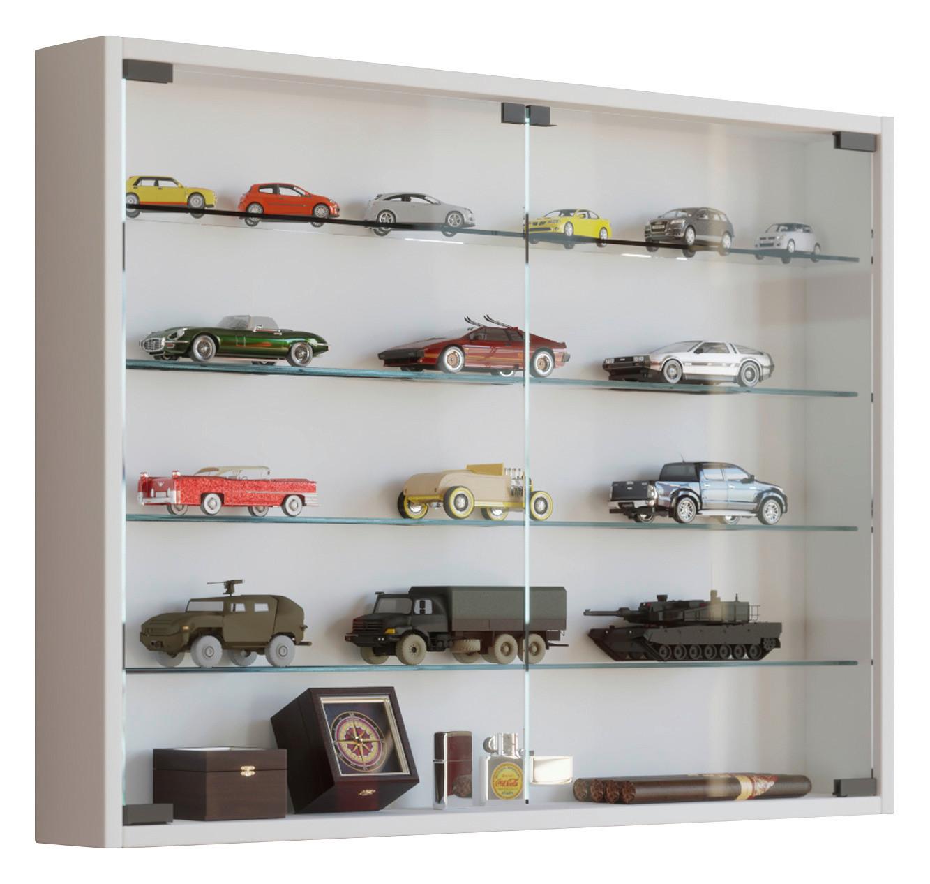 Hängevitrine in Weiß Mandosa L - Transparent/Schwarz, KONVENTIONELL, Glas/Holzwerkstoff (80/60/10cm) - MID.YOU