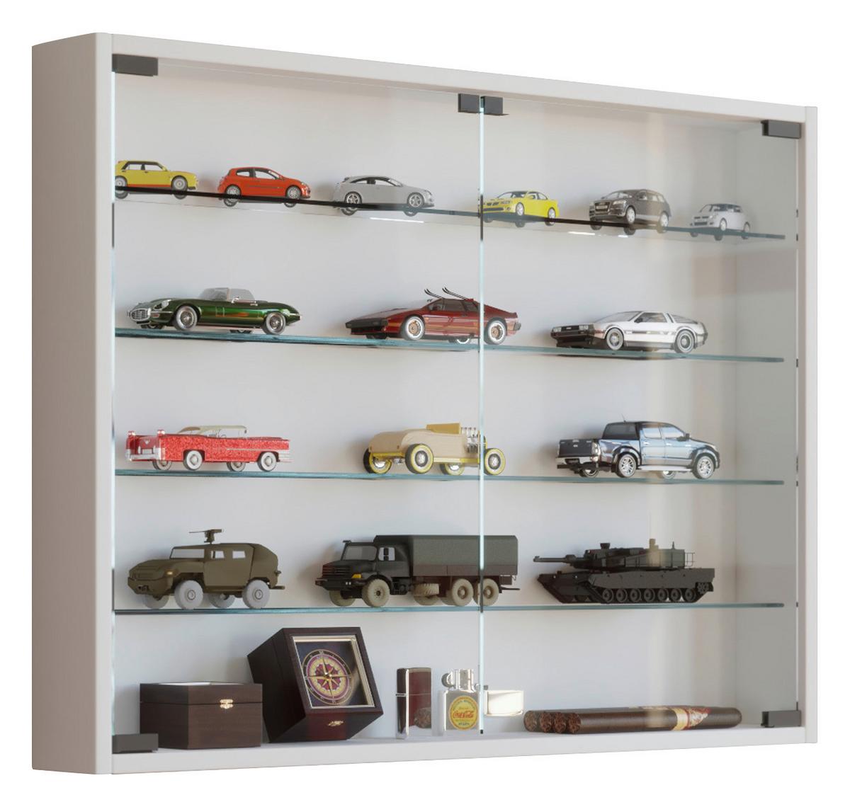 Hängevitrine in Weiß Mandosa L - Transparent/Schwarz, KONVENTIONELL, Glas/Holzwerkstoff (80/60/10cm) - MID.YOU