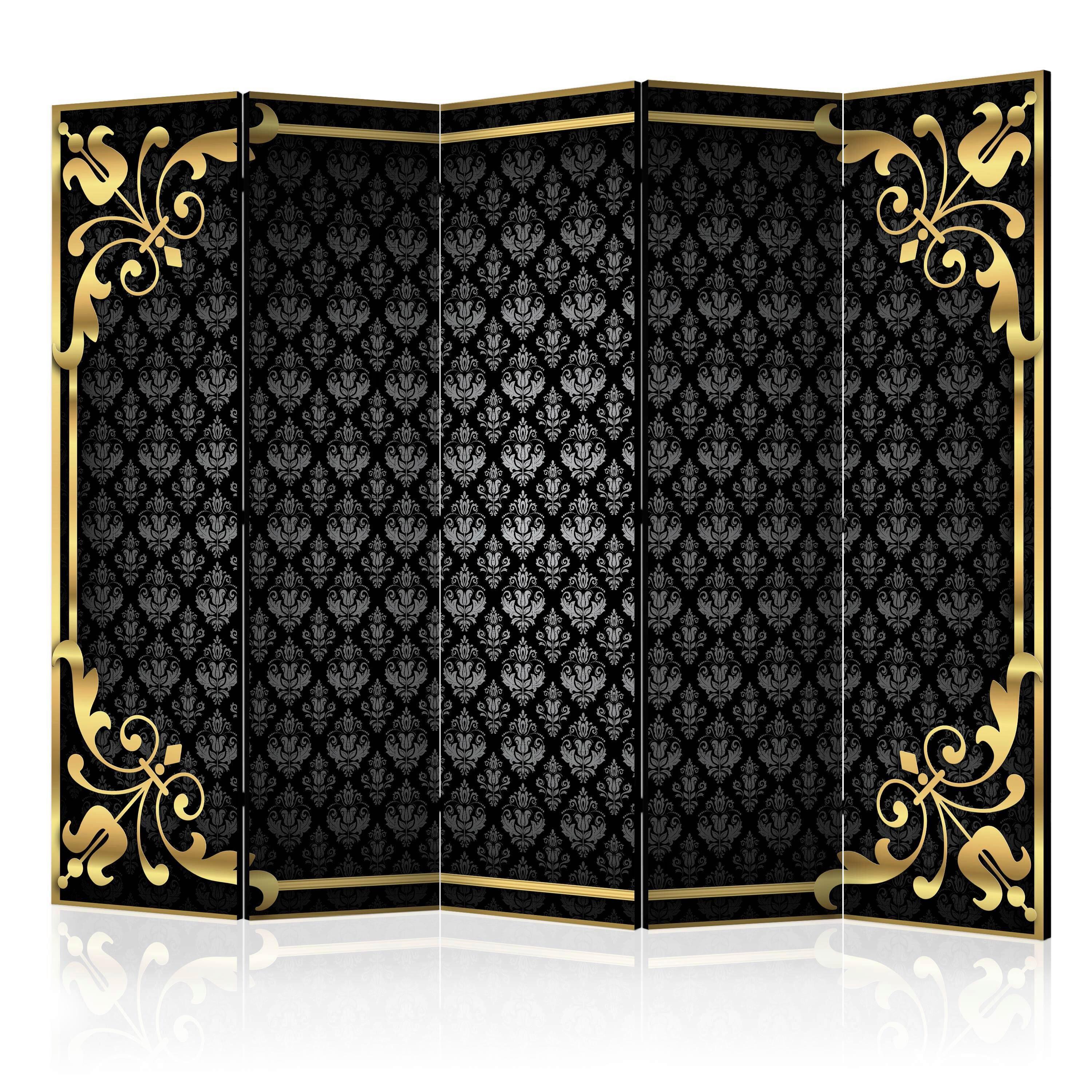 Paravan A Little Bit Of Luxury I, 5-Delni, Akustičen - zlate barve/črna, Basics, umetna masa/tekstil (225/172/3cm) - artgeist