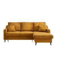 NAROŻNIK VALENTINA - czarny/kolor złoty, Design, tkanina/drewno (228/150cm) - P & B