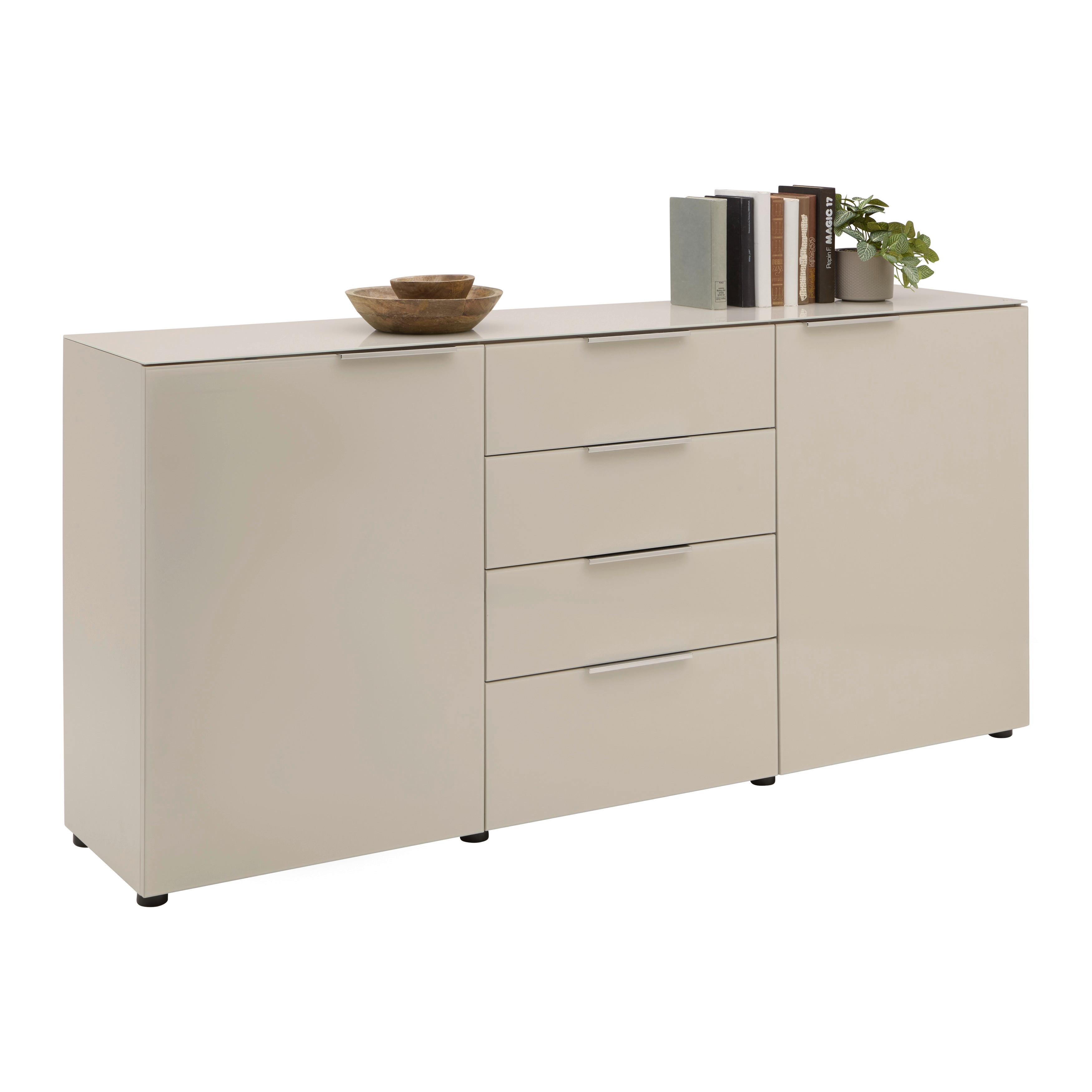 Sideboard Siena Kaschmir - Chromfarben/Kaschmir, MODERN, Glas/Holzwerkstoff (181/84/40cm) - Premium Living