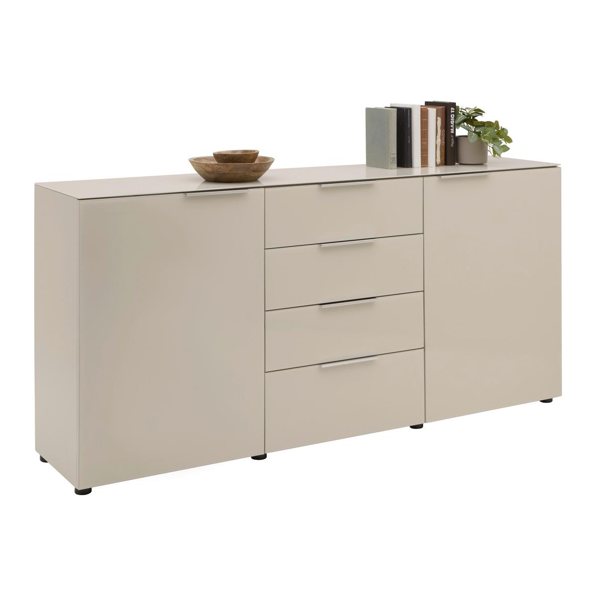 Sideboard Siena Kaschmir - Chromfarben/Kaschmir, MODERN, Glas/Holzwerkstoff (181/84/40cm) - Premium Living
