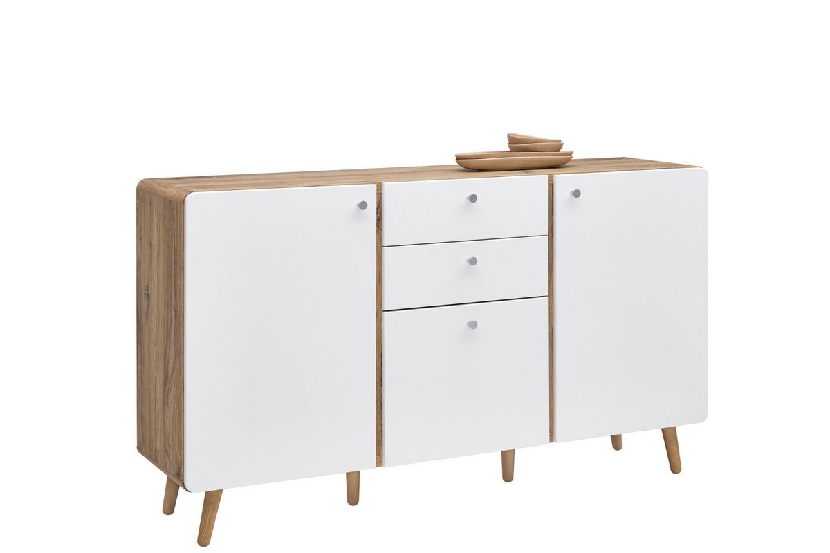 sideboard Eichefarben - couleur de chêne/blanc, Modern, matériau de bois (158/91/40cm) - Premium Living