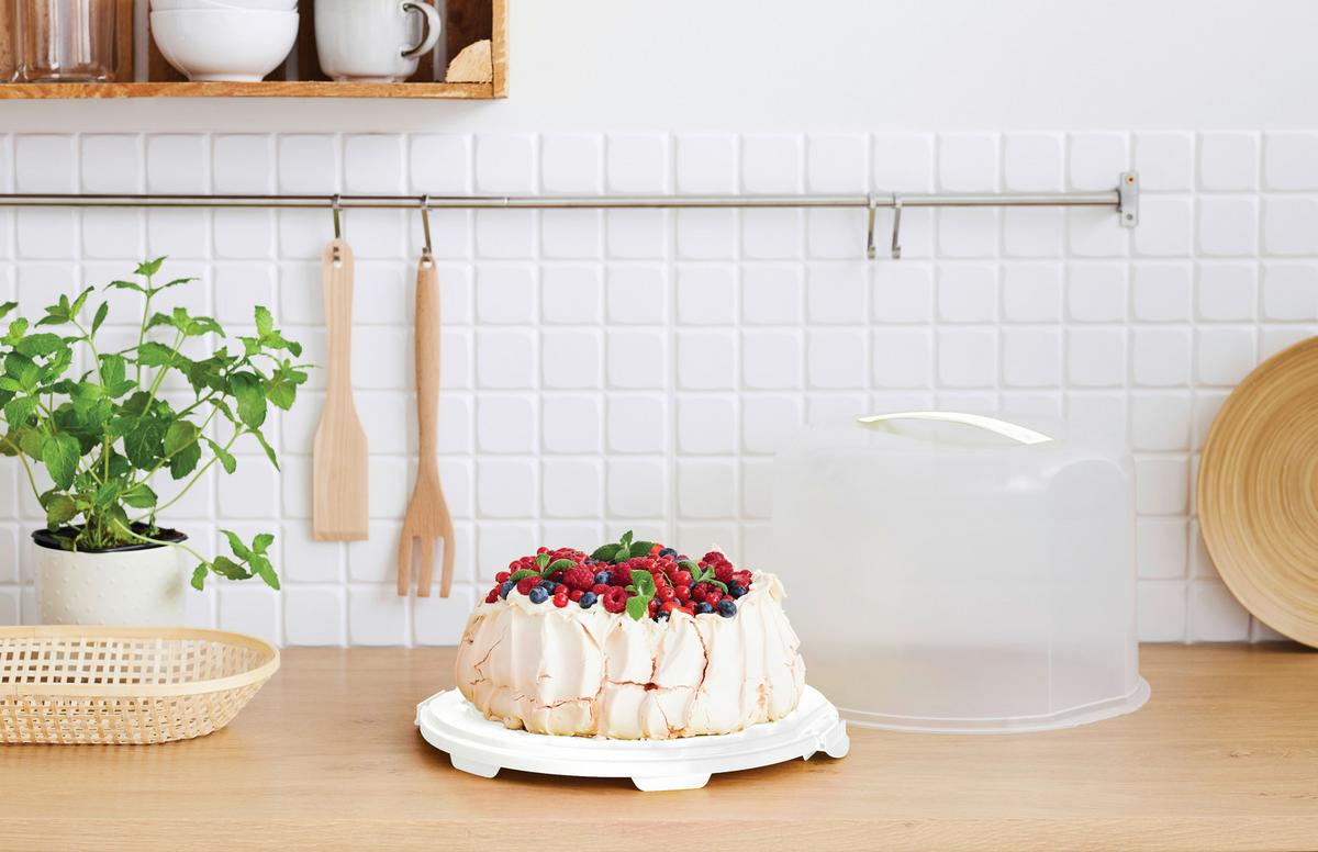 POJEMNIK DO TRANSPORTU CIASTA 1046001100 - biały/przezroczysty, Basics, tworzywo sztuczne (35,5/34,5/26cm) - Rotho