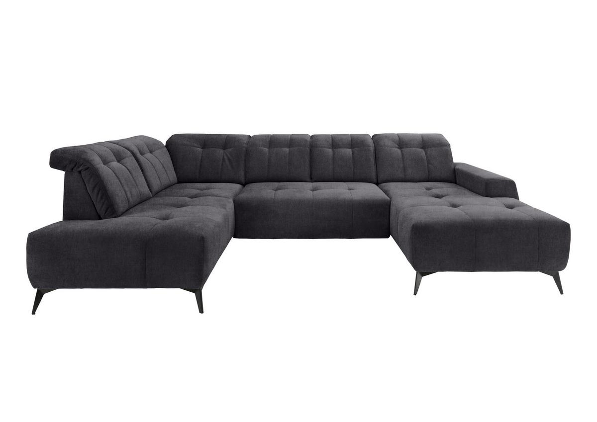 WOHNLANDSCHAFT SANO - Anthrazit/Schwarz, MODERN, Textil/Metall (200/337/180cm) - Livetastic