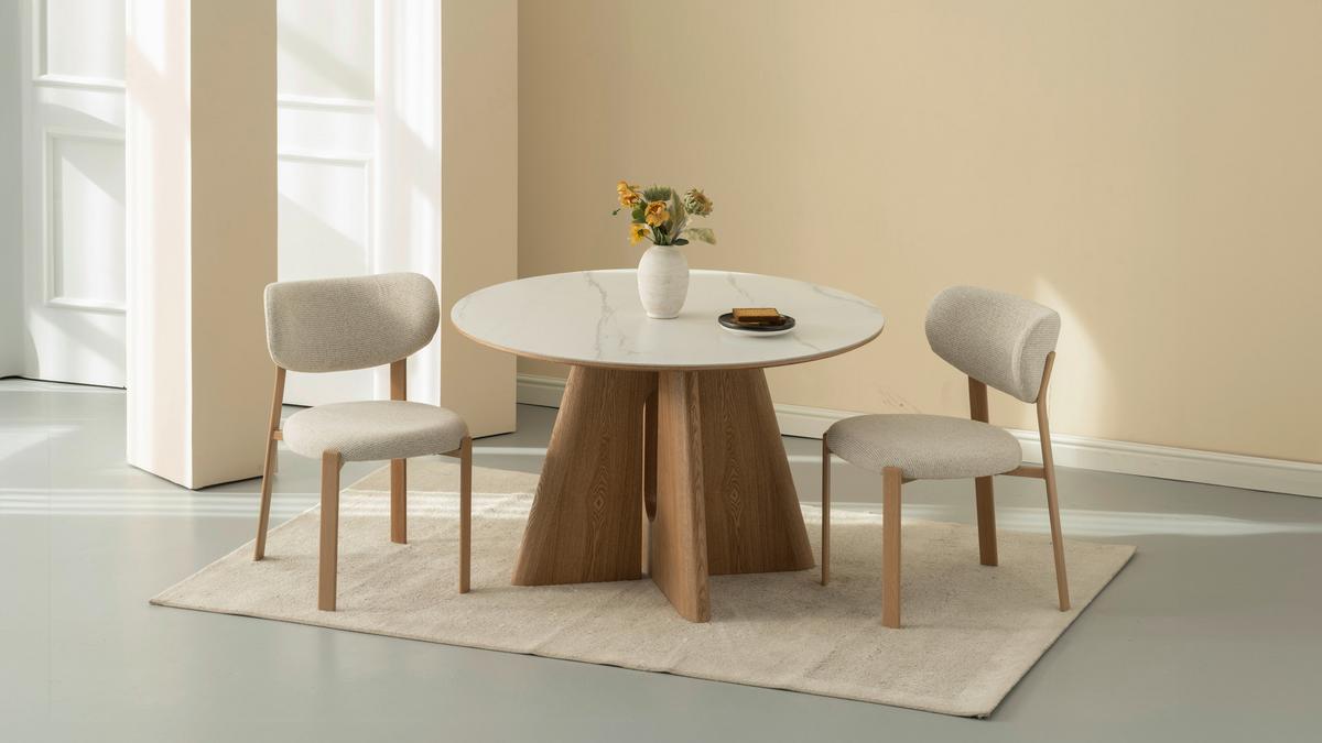Jedilna Miza Otis, Barva Hrasta, Bela, Ø 120 - barve hrasta/bela, Moderno, kamen/leseni material (120/75cm) - Livetastic