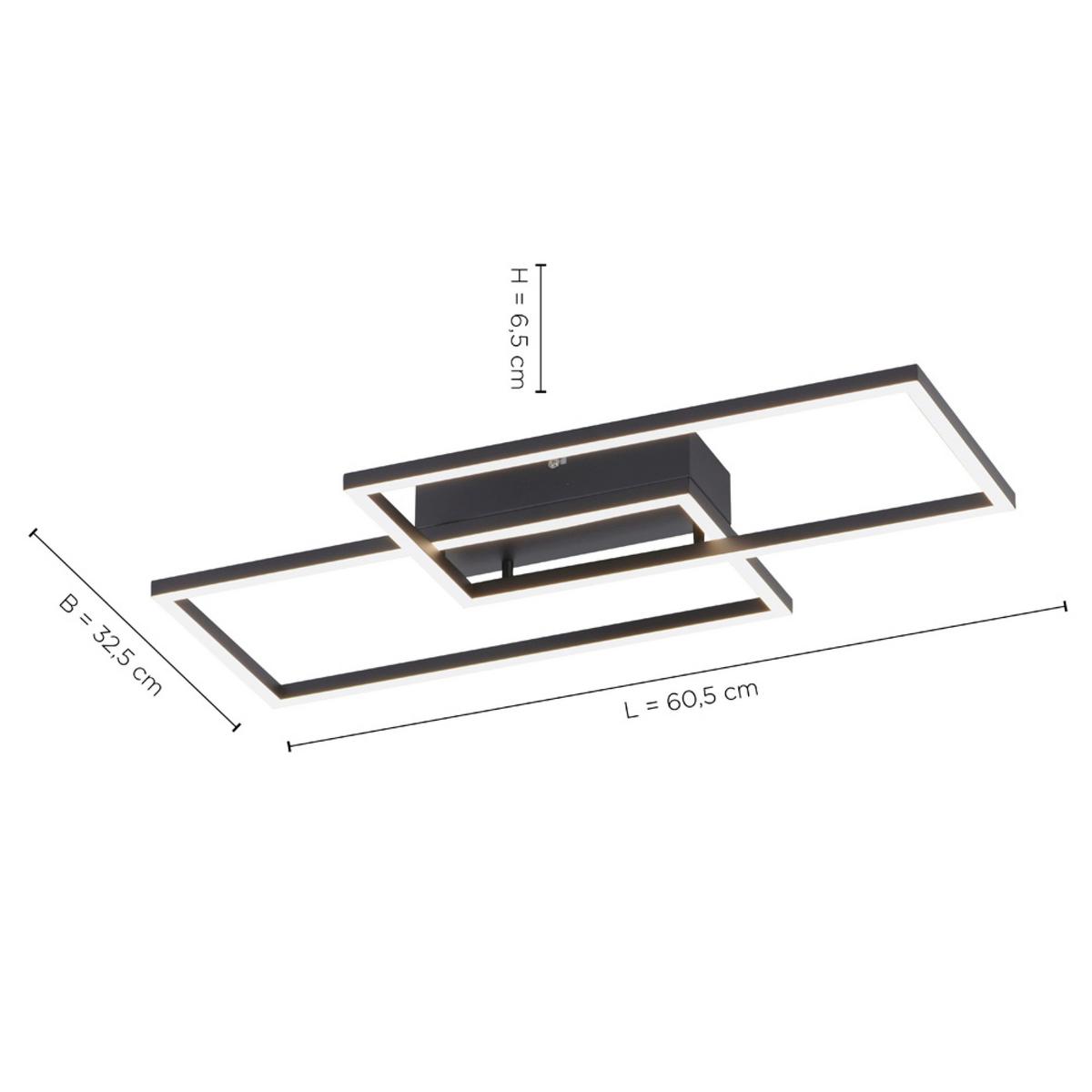 LED-Deckenleuchte Iven max. 30 Watt - Schwarz, Design, Kunststoff/Metall (60,5/32,5/6,5cm)