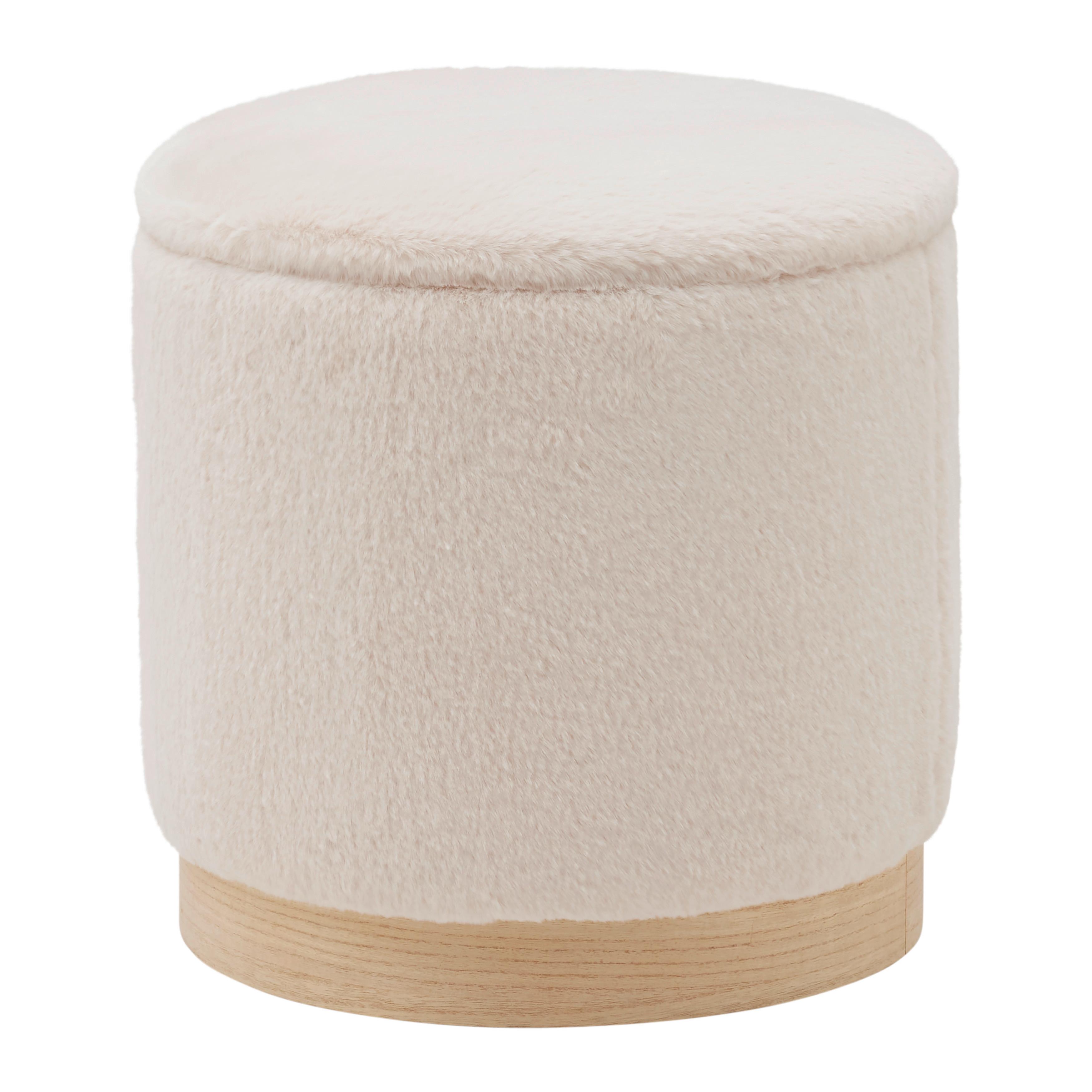 Hocker Pelo mit Stauraum Taupe Kunstfell - Taupe, Romantik / Landhaus, Papier/Holzwerkstoff (39/40/39cm) - Premium Living