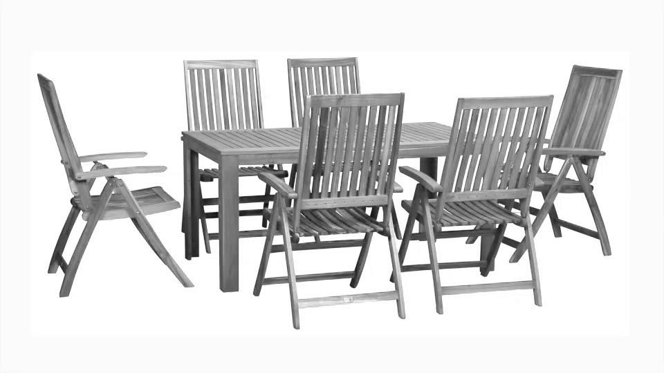 Gartenmöbel Set 7-tlg. Paleros Holz Akazie - Akaziefarben, KONVENTIONELL, Holz - Siena Garden
