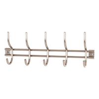 Fali Akasztóléc 5 Akasztóval Pippo - nemesacélszínű, Modern, fém (38/14/8cm)