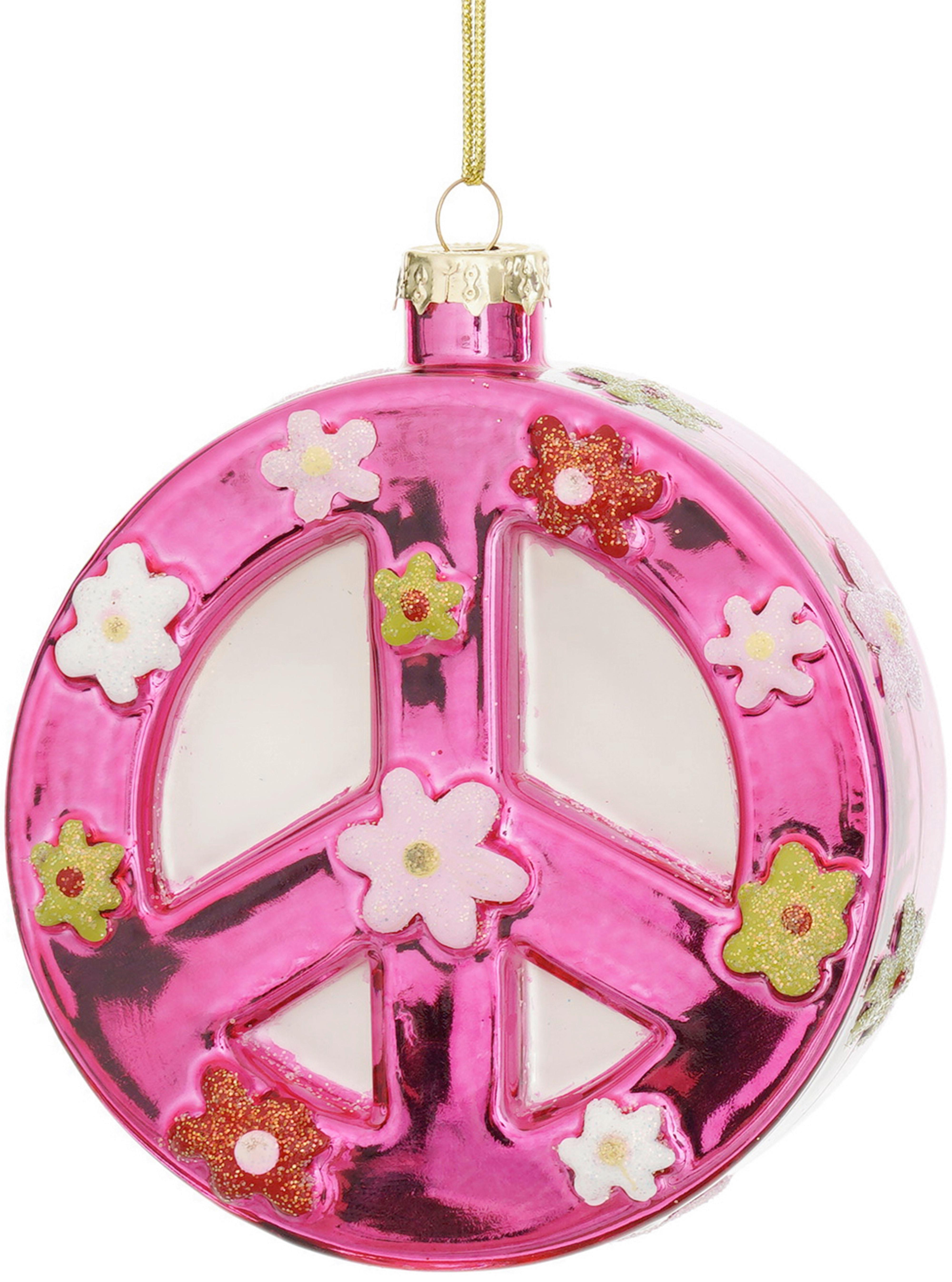 Christbaumanhänger Figures Rosa/Weiß/Goldfarben - Weiss/Goldfarben, Glas/Textil (8,5/9,5/3cm) - Mömax