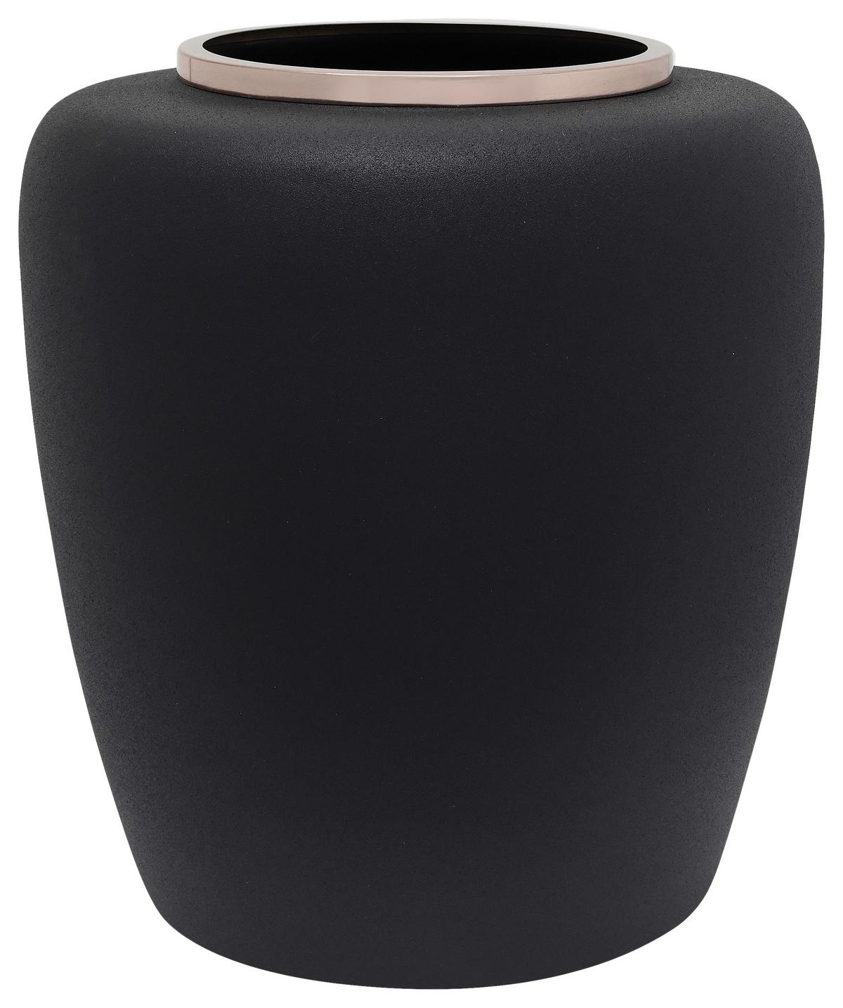 VASE ART DECO 2025 - Roségold/Schwarz, Trend, Metall (33,5/35cm) - Kayoom