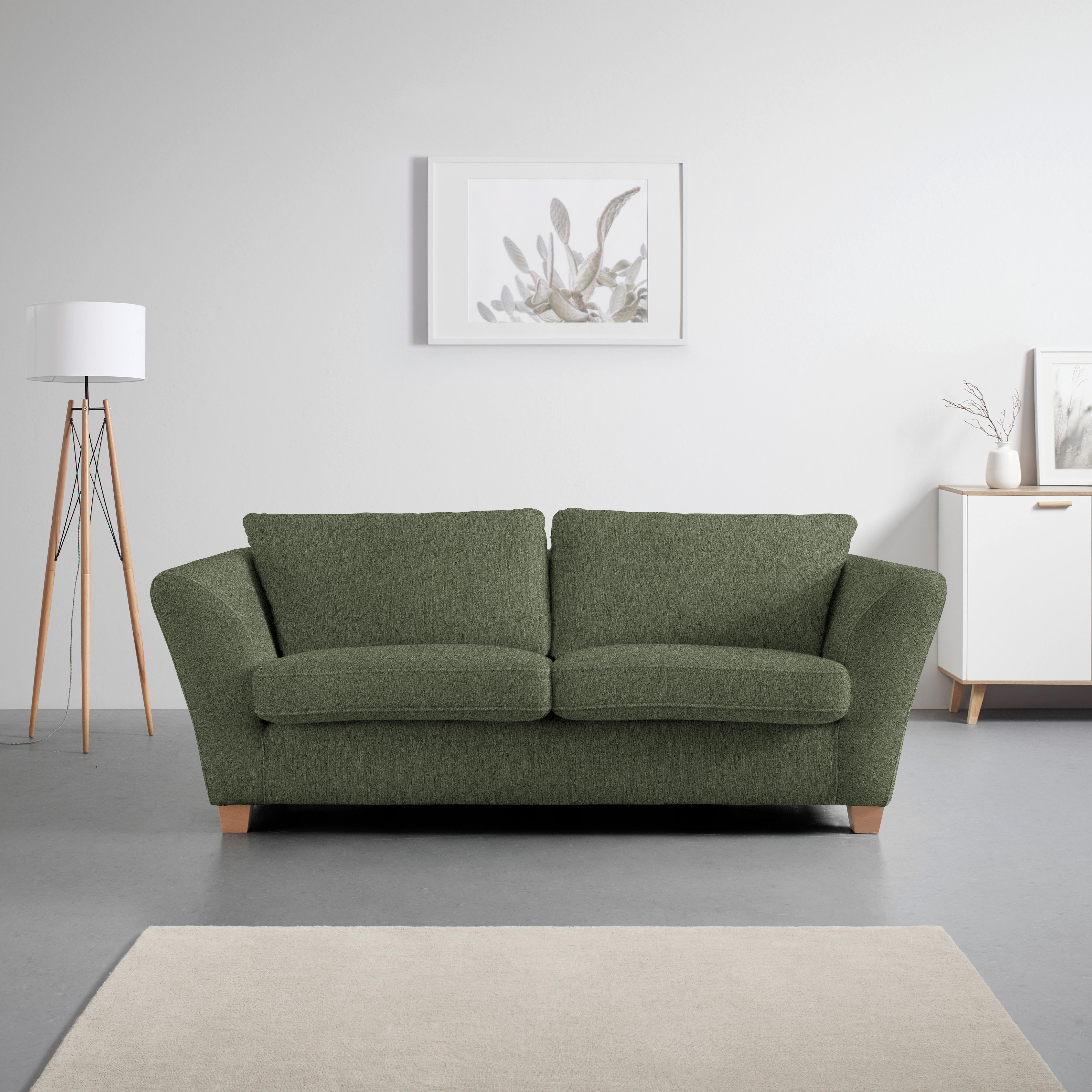 3-Sitzer-Sofa Devado Olivgrün - Olivgrün/Naturfarben, Holz/Textil (216/70-85/95cm) - Mömax