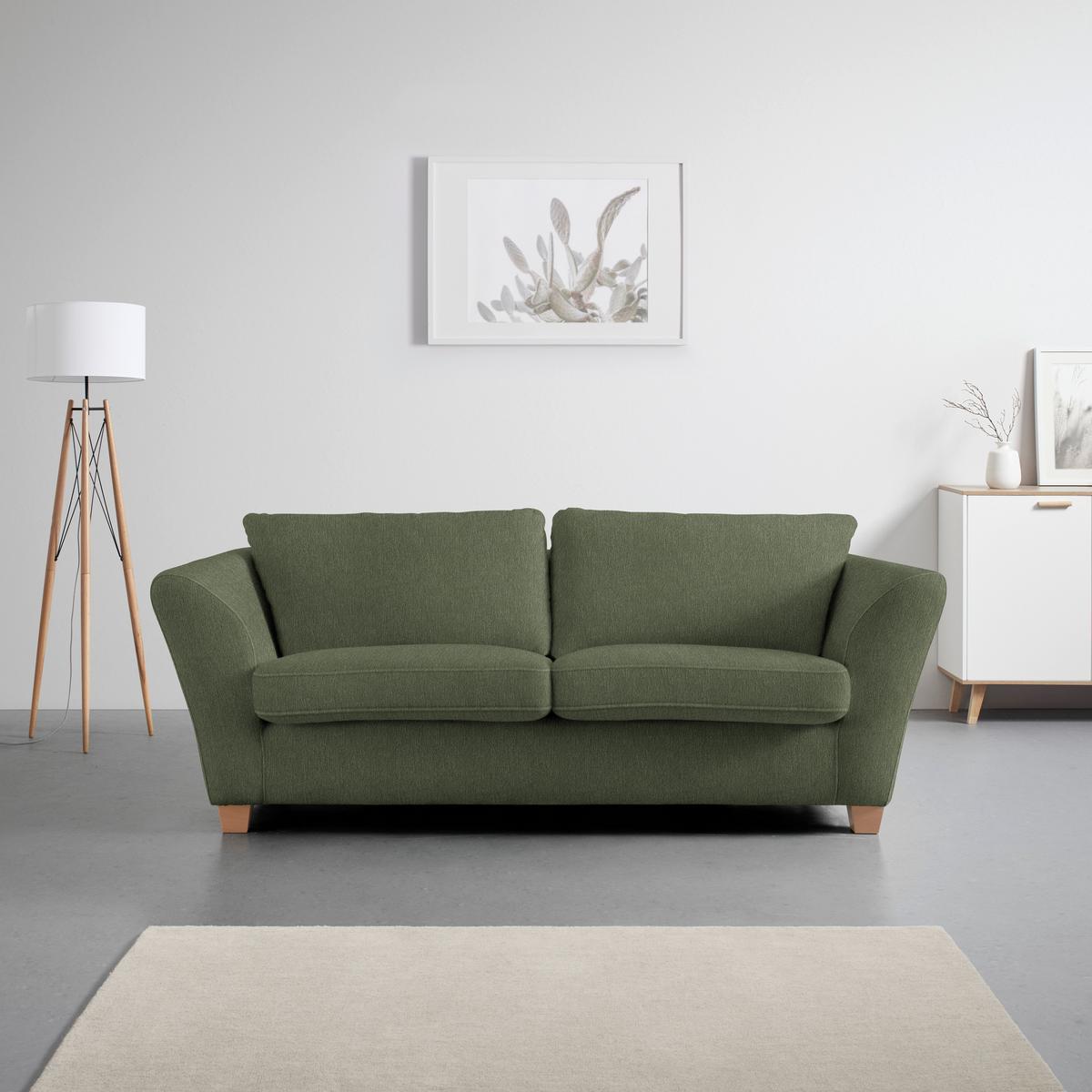3-Sitzer-Sofa Devado Olivgrün - Olivgrün/Naturfarben, Holz/Textil (216/70-85/95cm) - Mömax