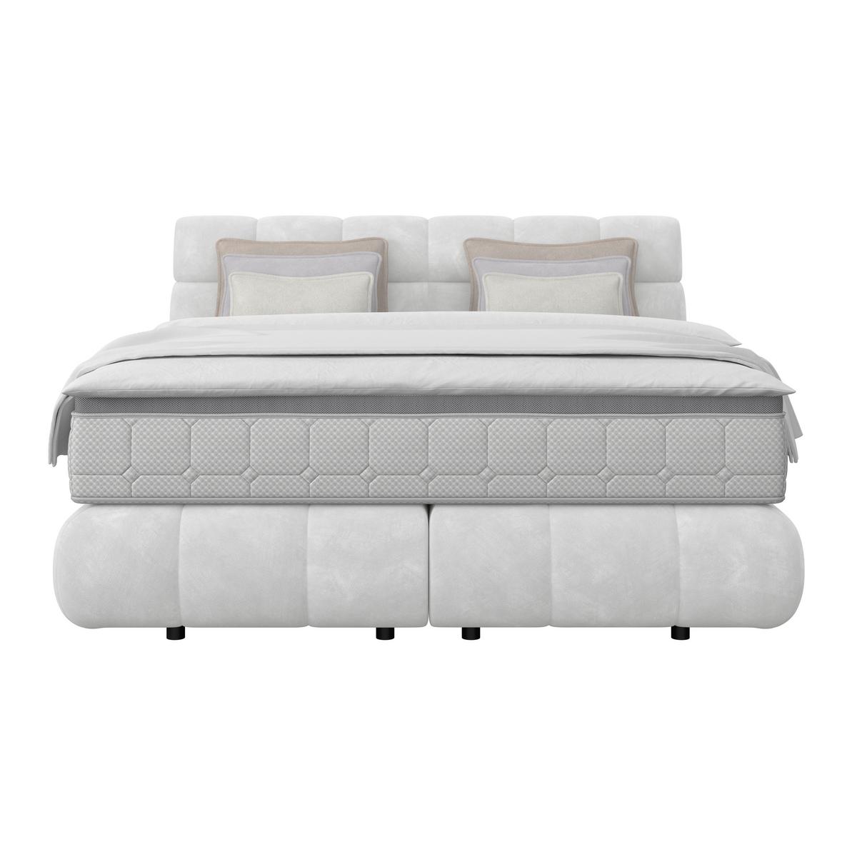 Boxspring Krevet Nobu - svijetlo siva/crna, Trend, drvo/tekstil (160/200cm) - Premium Living