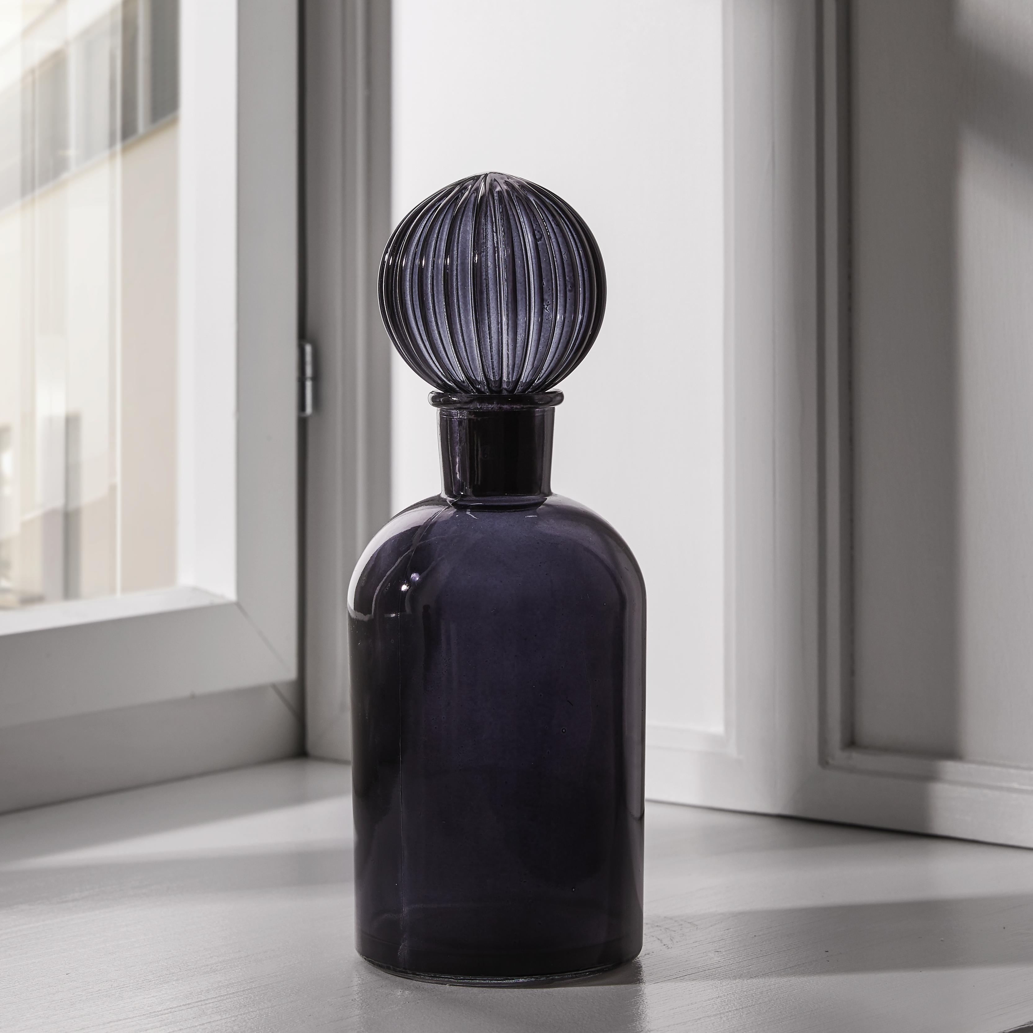 Vase in Dunkelgrau Ø/H ca. 9,8/27 cm 'Milla' - Dunkelgrau, MODERN, Glas (9,8/27cm) - Bessagi Home