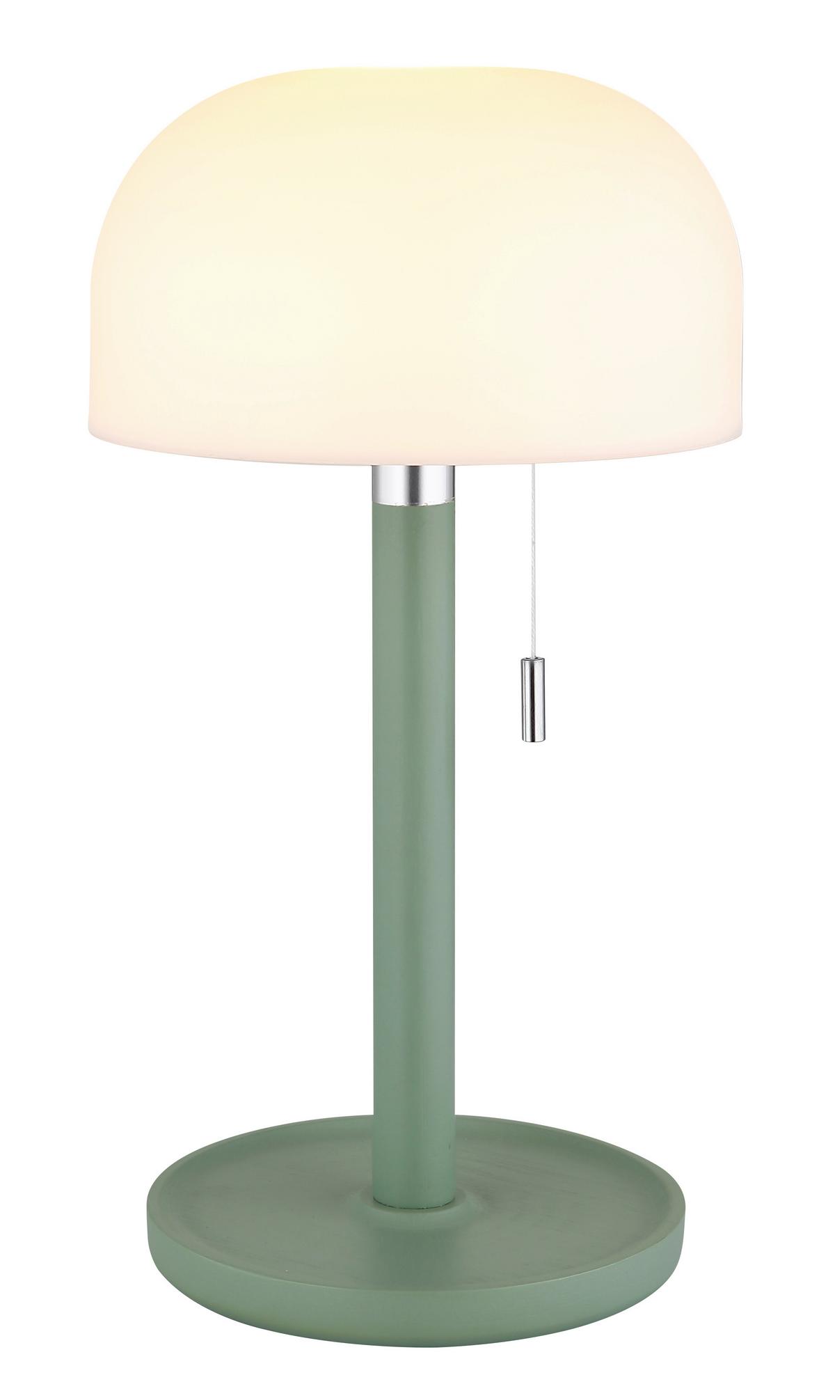 AKKU-TISCHLEUCHTE NORMAN - Weiss/Opal, Trend, Holz/Kunststoff (15/28cm) - Globo