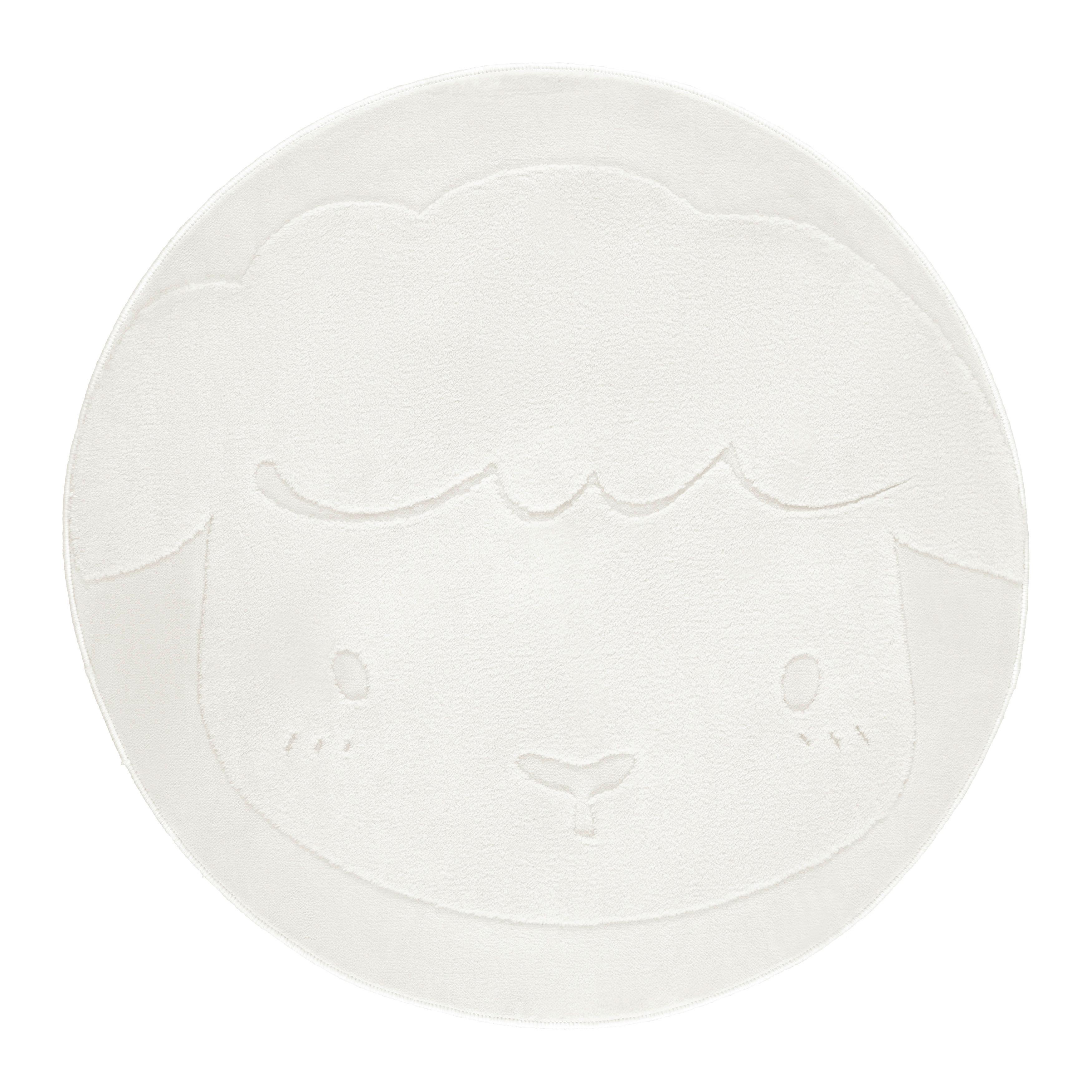Kinderteppich Schafi Weiß Ø ca. 80cm - Weiß, Textil (80cm) - Mömax