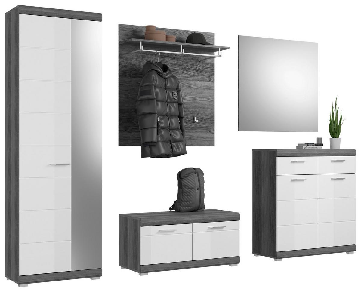 Predsoba Scout, Siva, Bela, Visoki Sijaj, 5-Delno - srebrne barve/temno siva, Design, steklo/leseni material (272/197/40cm) - MID.YOU