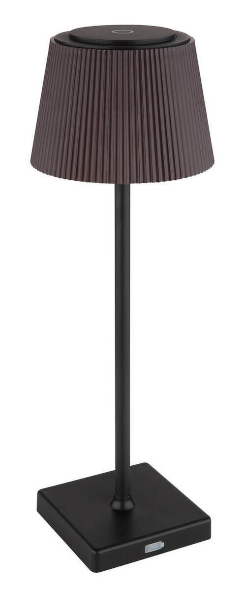 AKKU-TISCHLEUCHTE 58434BB - Schwarz/Braun, Design, Kunststoff/Metall (13/38cm) - Globo