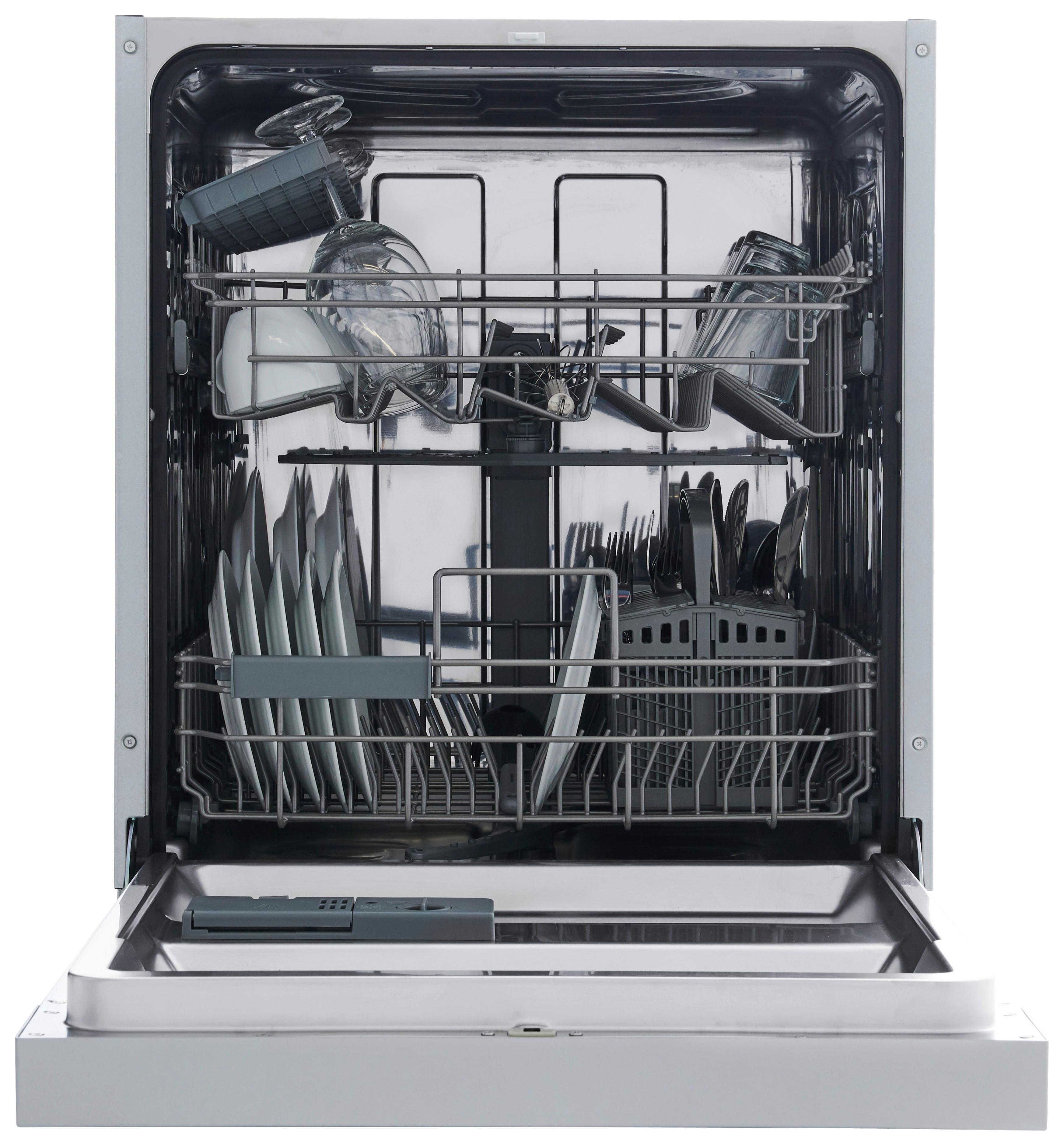 Geschirrspüler Weiß/Edelstahl teilintegriert ca. 60 cm - Edelstahlfarben/Weiß, Trend, Metall (59,8/81,5/57cm) - Respekta