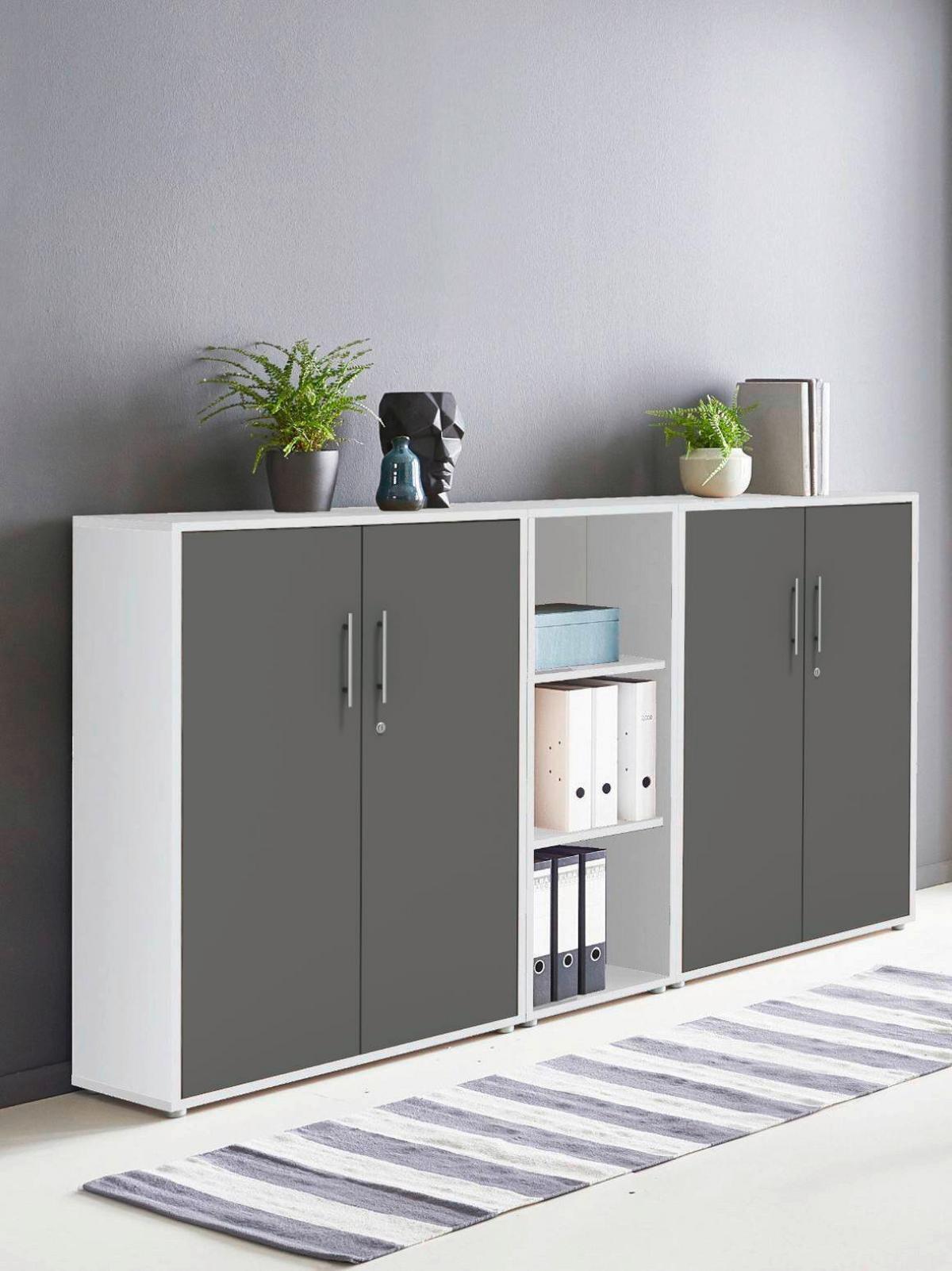 AKTENSCHRANK OFFICE EDITION - SW SET 8 - Anthrazit/Weiß, MODERN, Holzwerkstoff (212,9/113,6/33cm) - MID.YOU