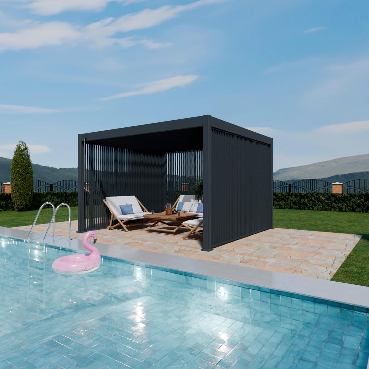 Stranski Del Za Pergolo Vertikale, Antracit, 113cm - barve grafita, Basics, kovina (113,3/233,5/6,5cm) - Gardenson