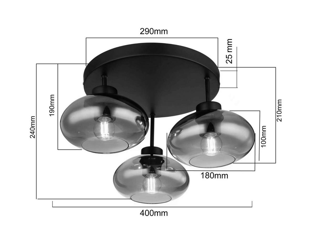 LAMPA SUFITOWA REIN I - czarny, Design, metal/szkło (40/24cm) - Novel