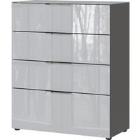 Kommode Oakland in Grau/Graphitfarben - Chromfarben/Silberfarben, MODERN, Glas/Holzwerkstoff (83/102/42cm) - Premium Living