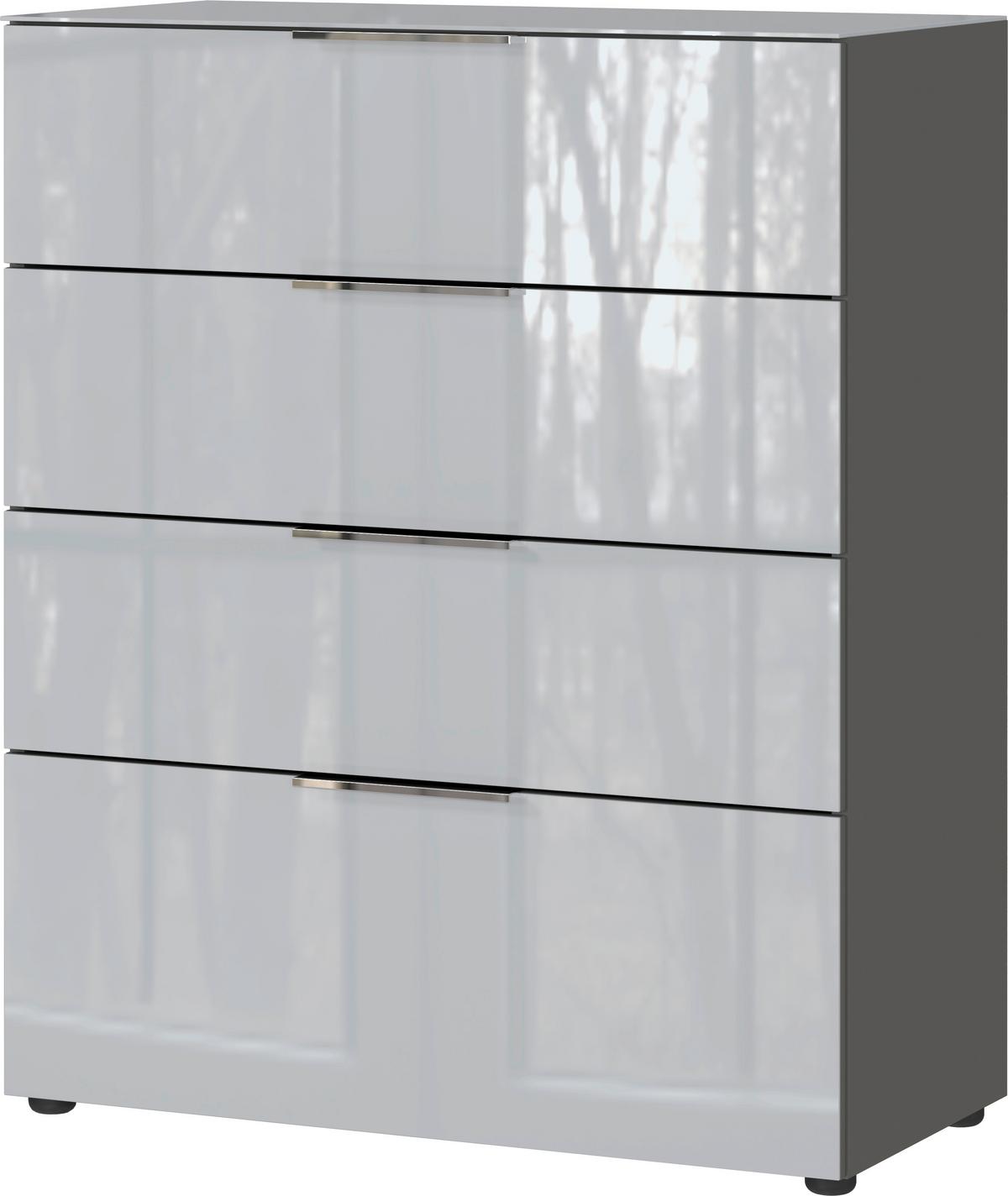 Kommode Oakland in Grau/Graphitfarben - Chromfarben/Silberfarben, MODERN, Glas/Holzwerkstoff (83/102/42cm) - Premium Living