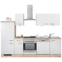 Küchenblock Venezia-Valero Hochglanz Weiß - Eichefarben/Weiß, MODERN, Holzwerkstoff (270cm) - FlexWell