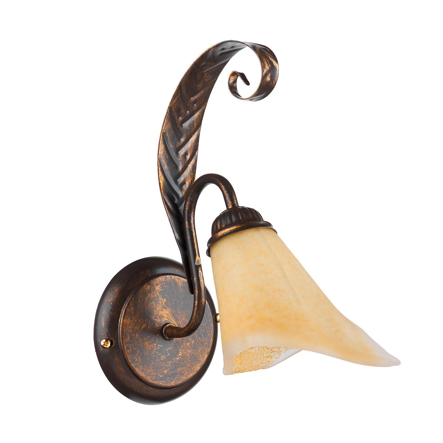 Wandleuchte Alga Bronzefarben max. 6 Watt - Bronzefarben, KONVENTIONELL, Glas/Metall (21/21/32cm)