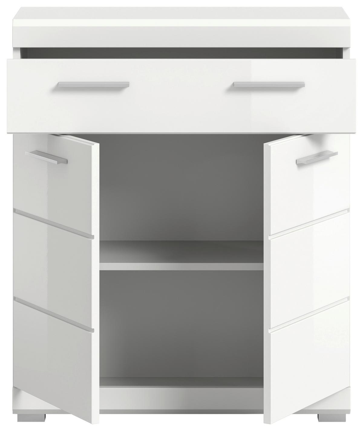 Midischrank SCOUT Weiß Hochglanz ca. 74x88x31 cm - Weiß Hochglanz/Silberfarben, MODERN, Holzwerkstoff/Kunststoff (74/88/31cm) - MID.YOU