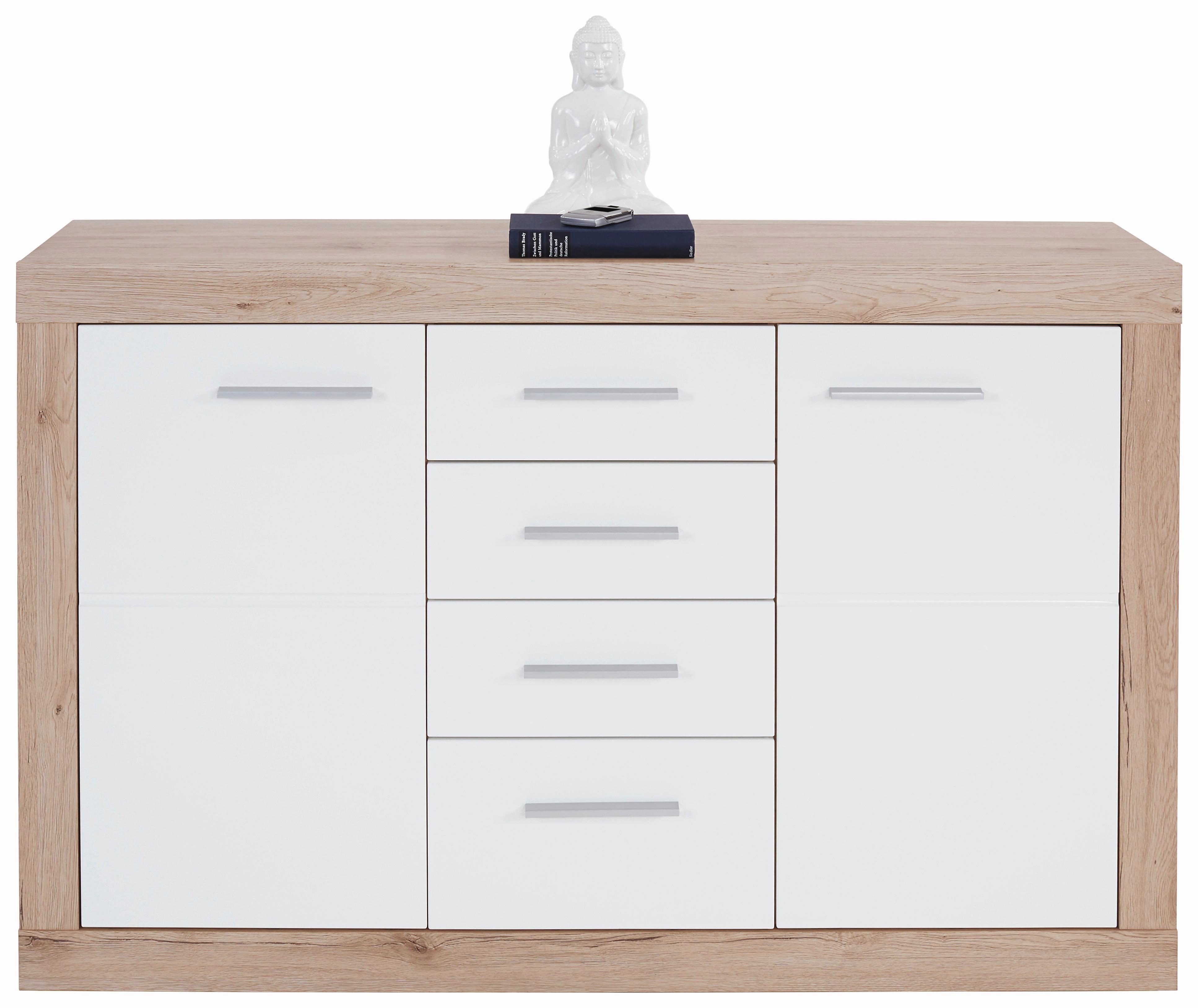 Servantă Malta - alb/culoare lemn stejar, Modern, material pe bază de lemn (138/86/35cm) - Modern Living