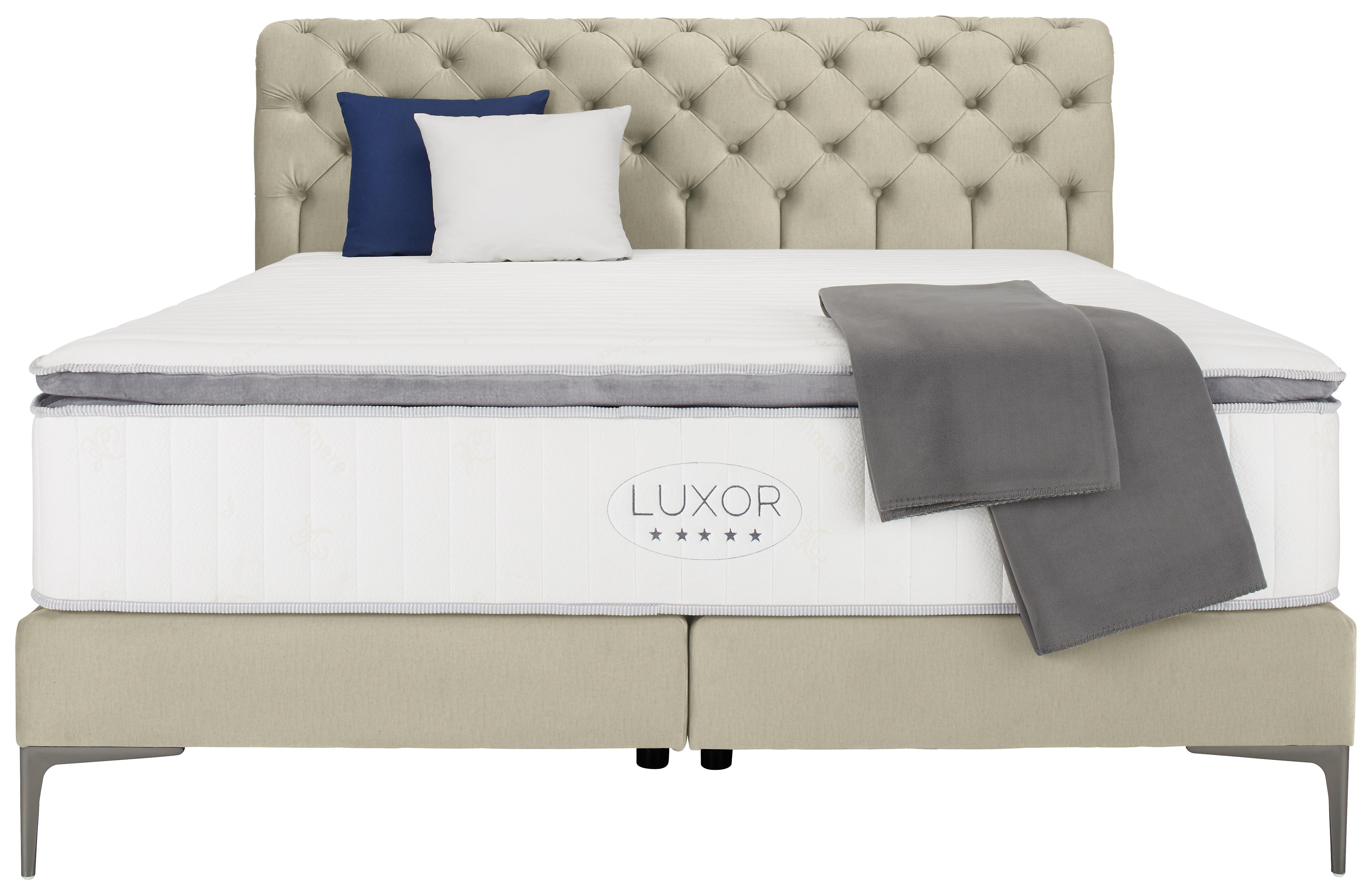 Boxspringbett ca. 180x200cm - Beige/Schwarz, ROMANTIK / LANDHAUS, Holz/Holzwerkstoff (180/200cm) - Premium Living